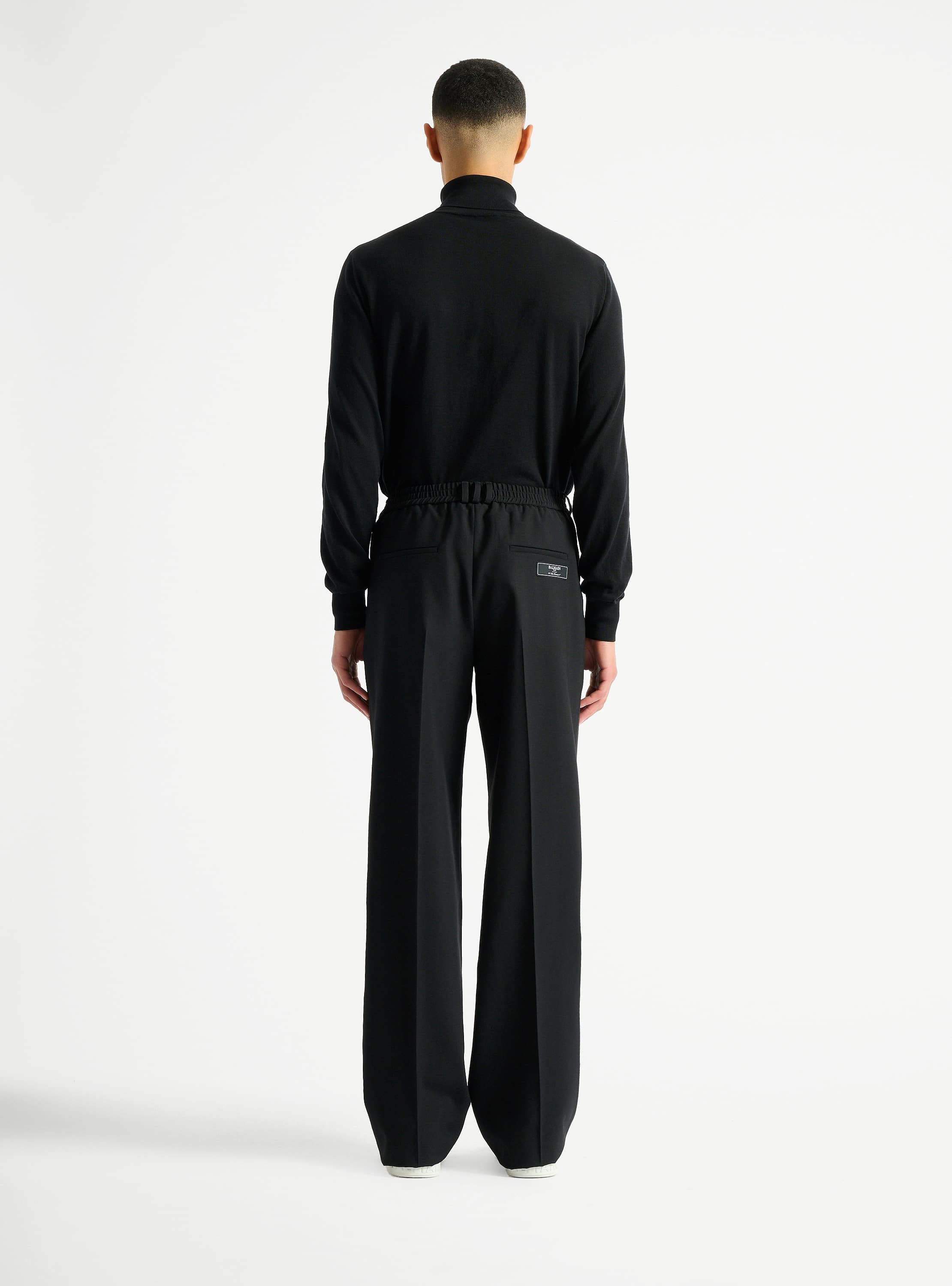 Wool trousers with elasticated waist