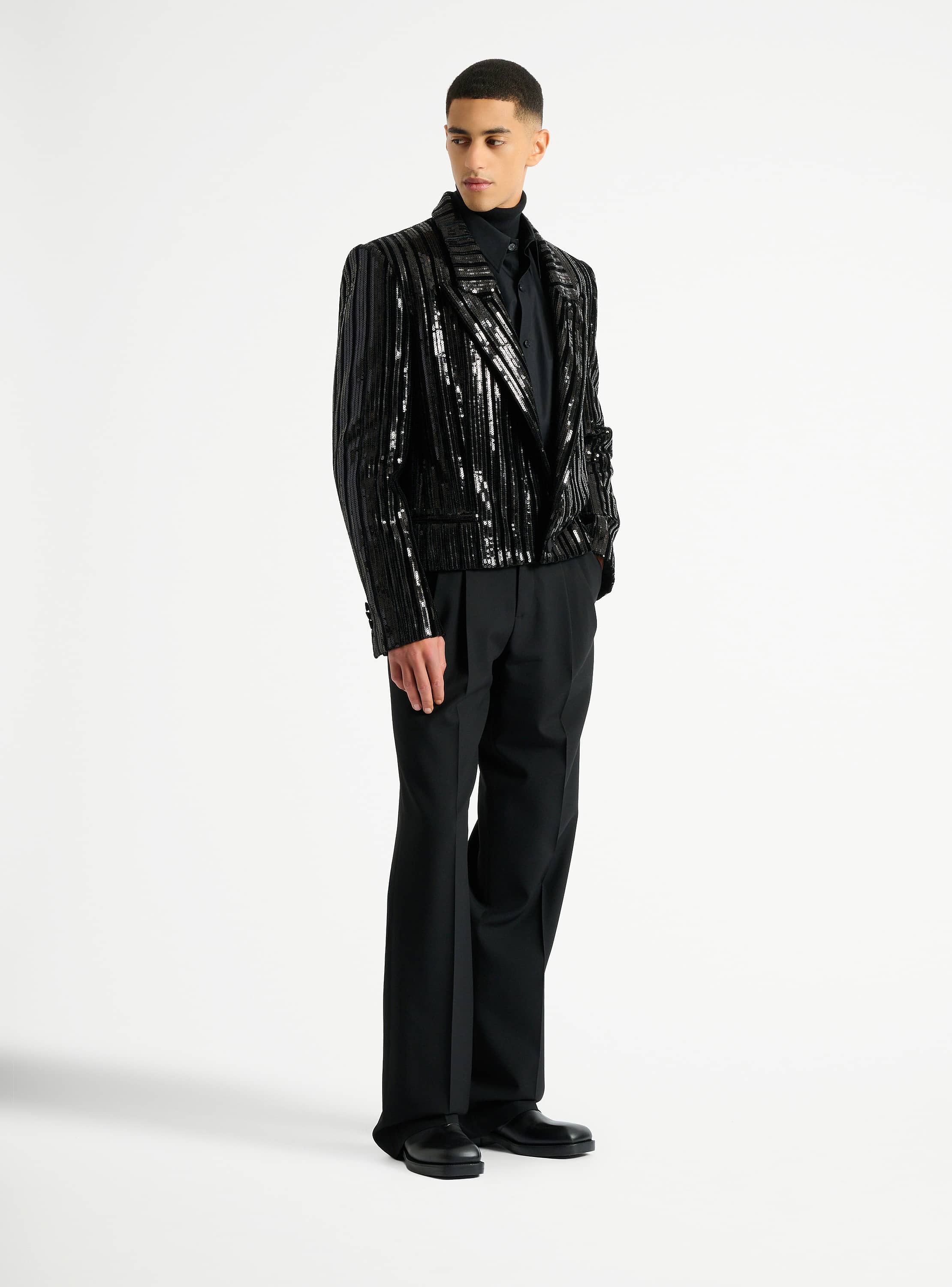 Cropped sequin velvet jacket