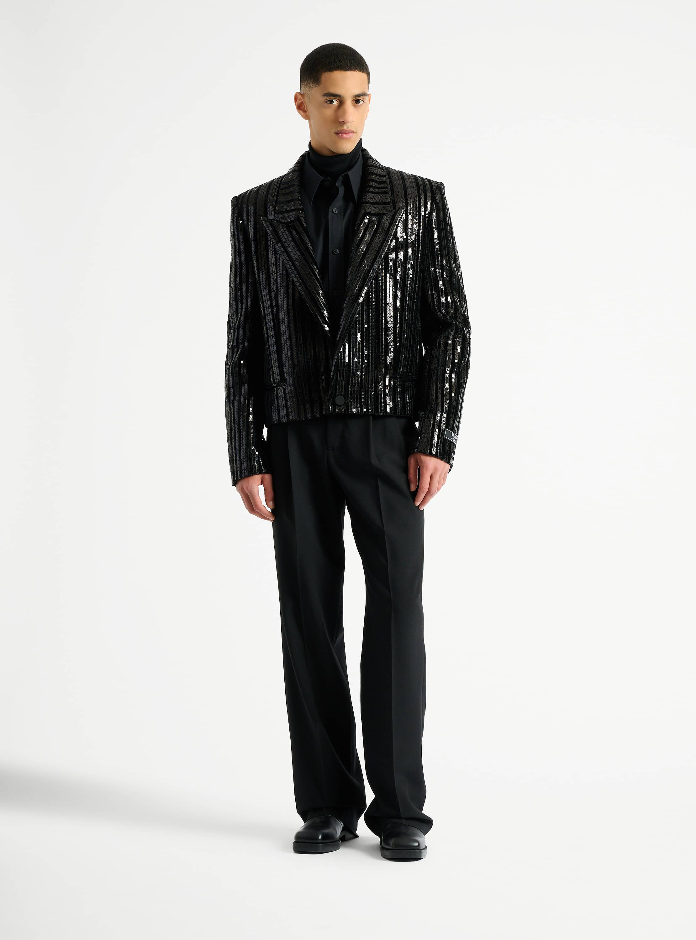 Cropped sequin velvet jacket