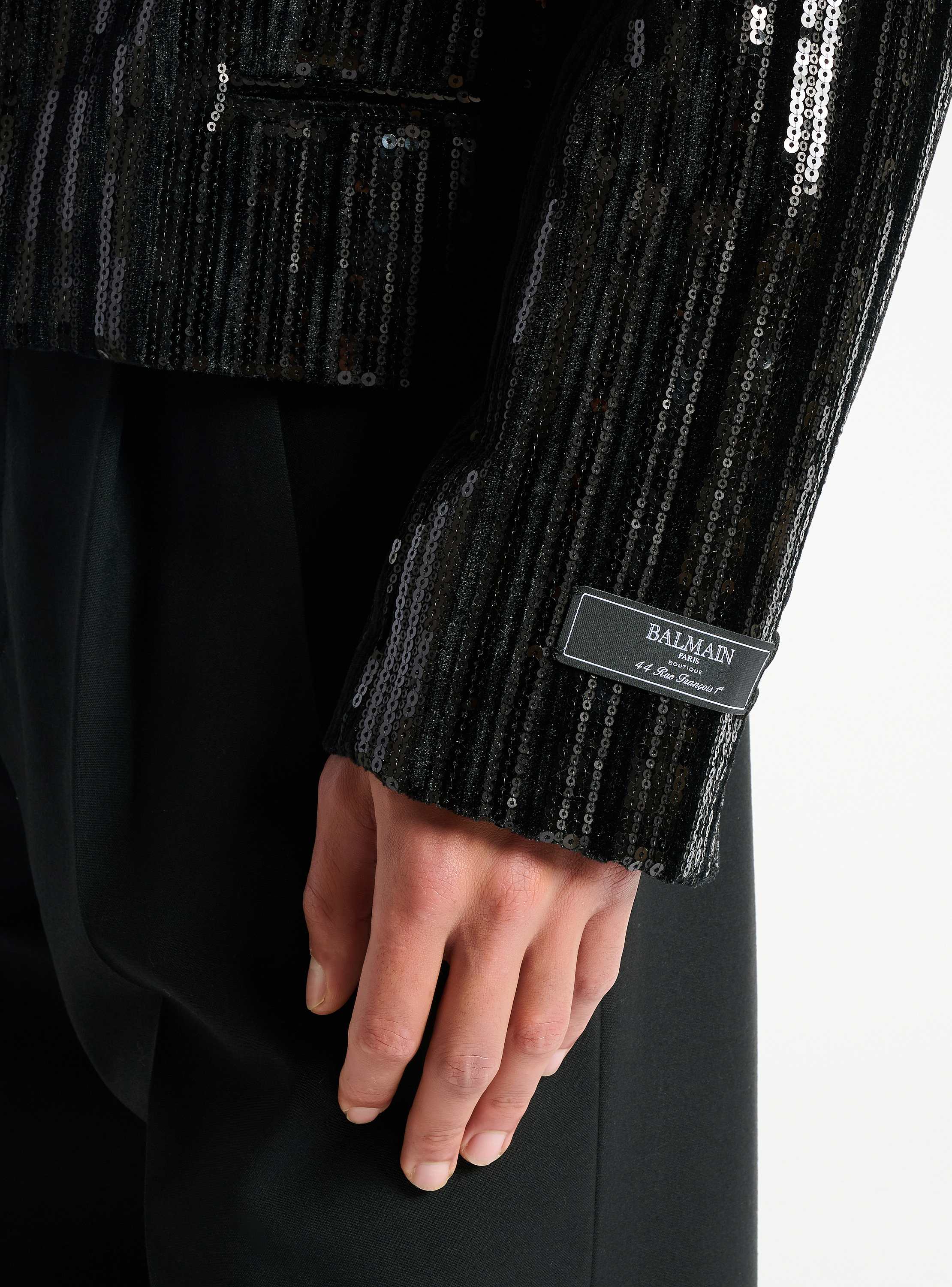 Cropped sequin velvet jacket