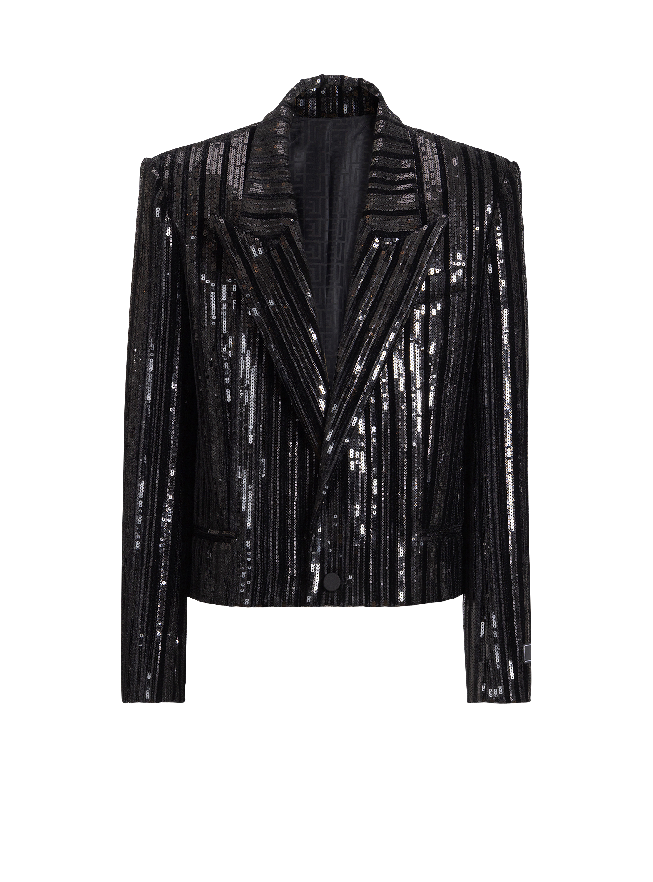 Cropped sequin velvet jacket