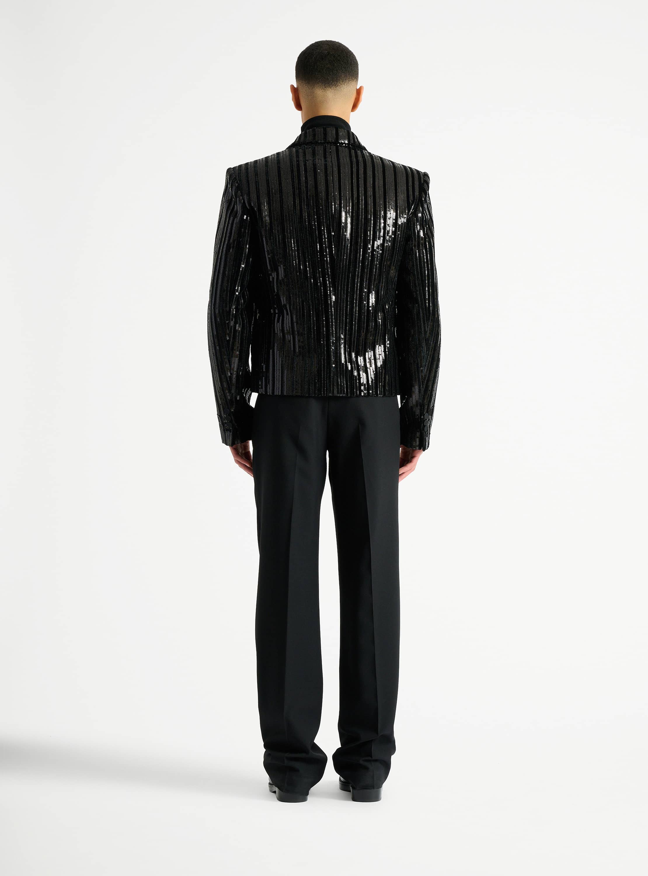 Cropped sequin velvet jacket