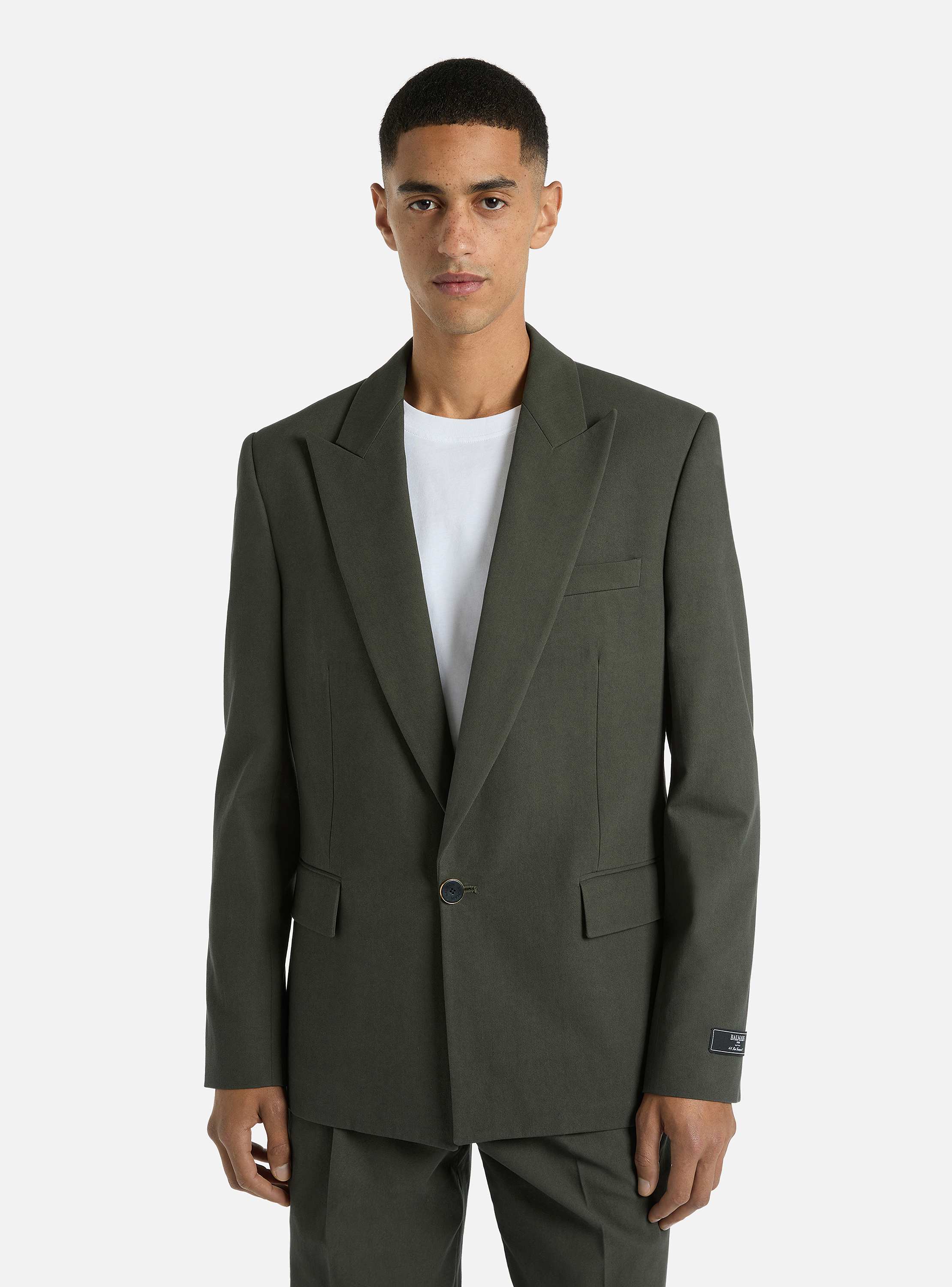 Cotton twill 1-button jacket