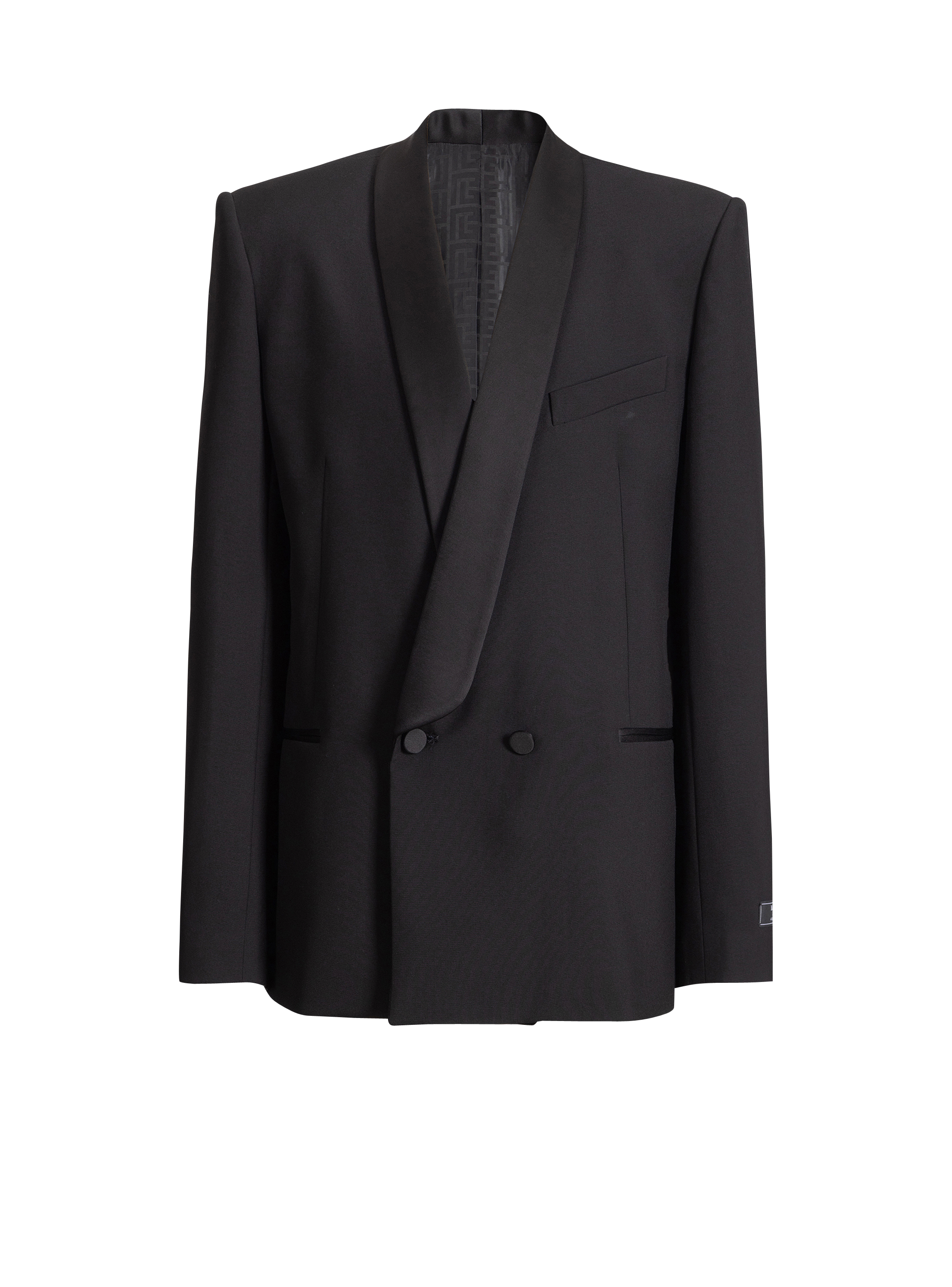 2-button jacket in wool and satin