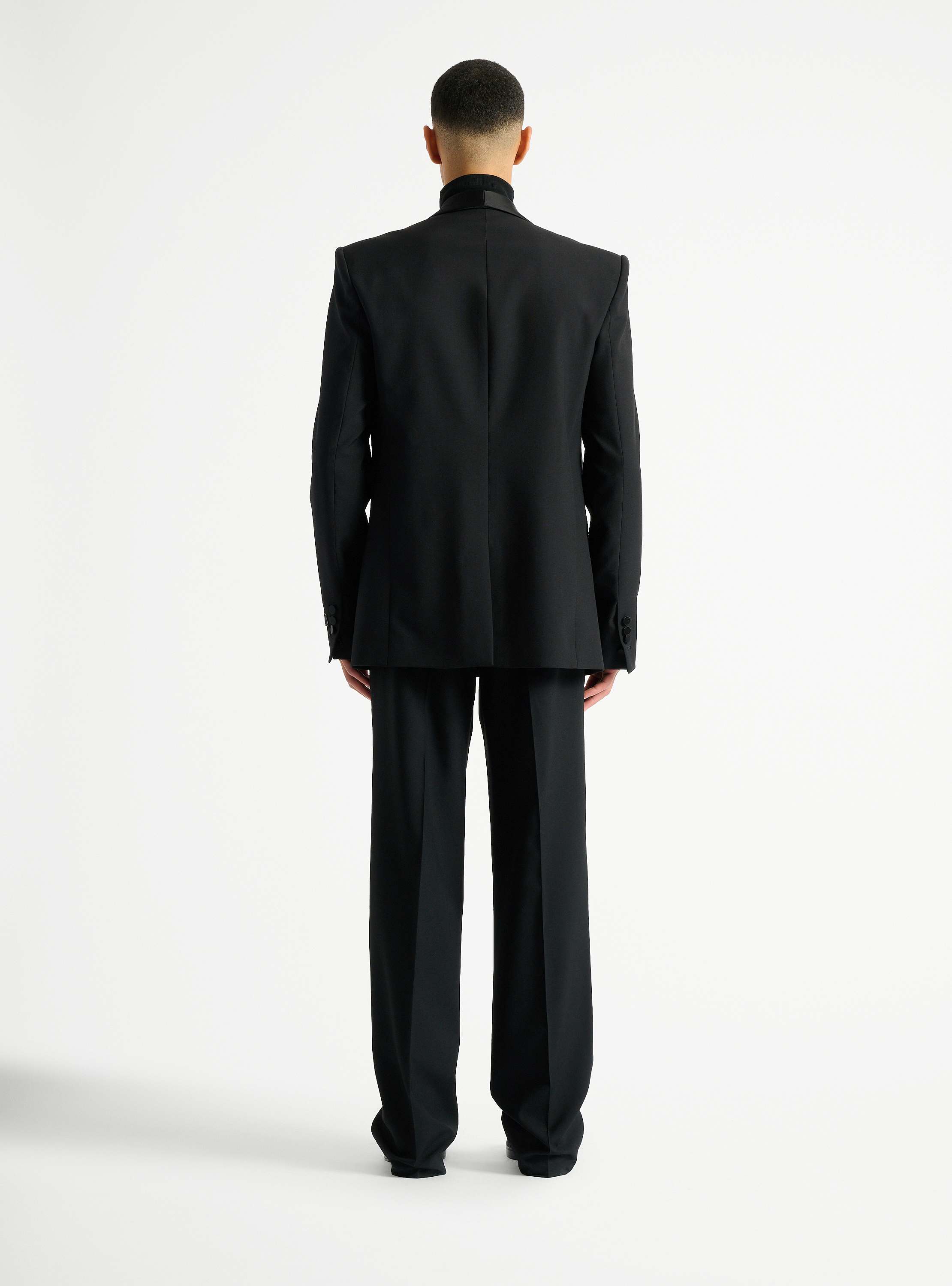 2-button jacket in wool and satin