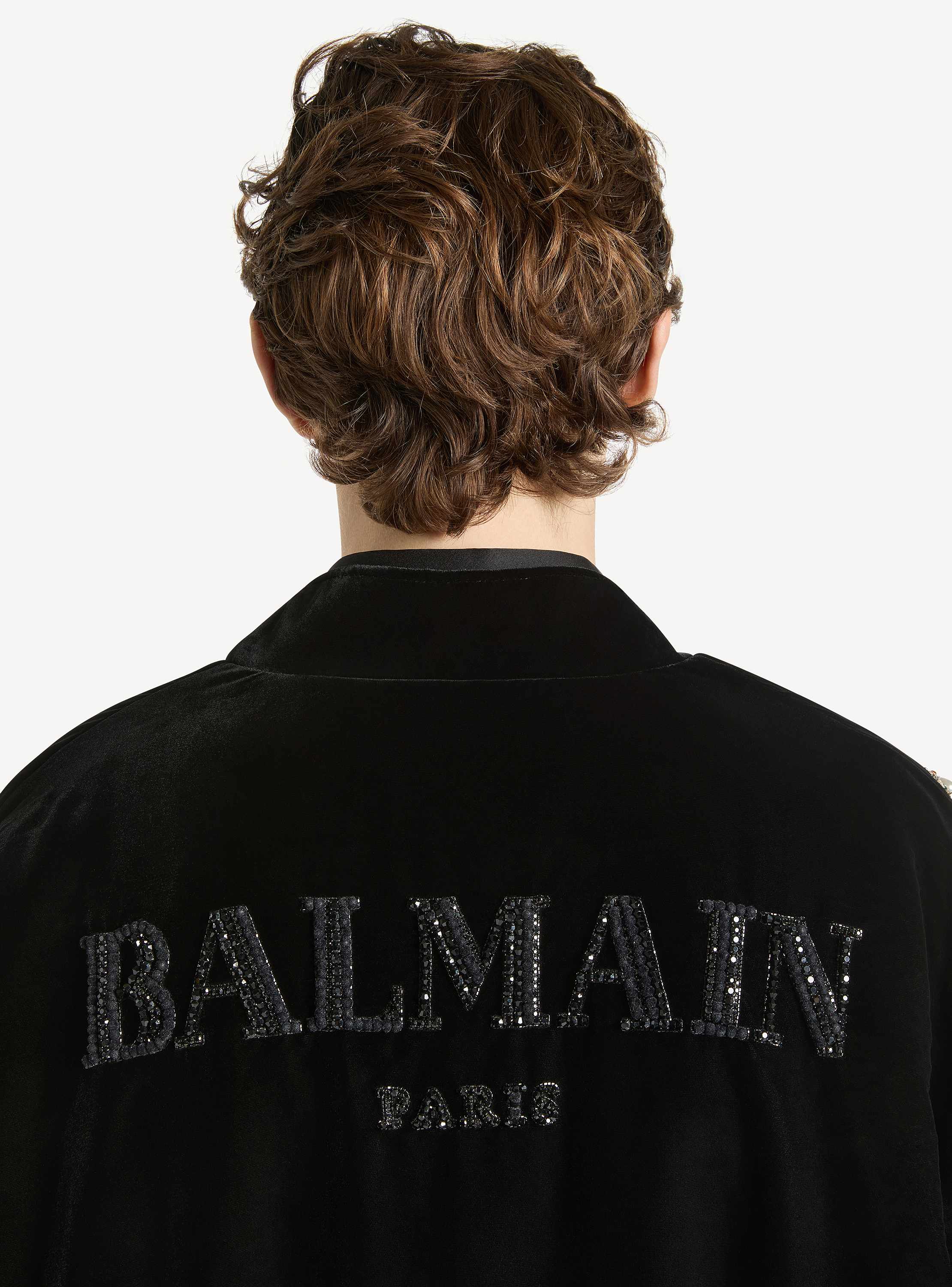 Cazadora tipo bomber bordada Balmain Insect de terciopelo
