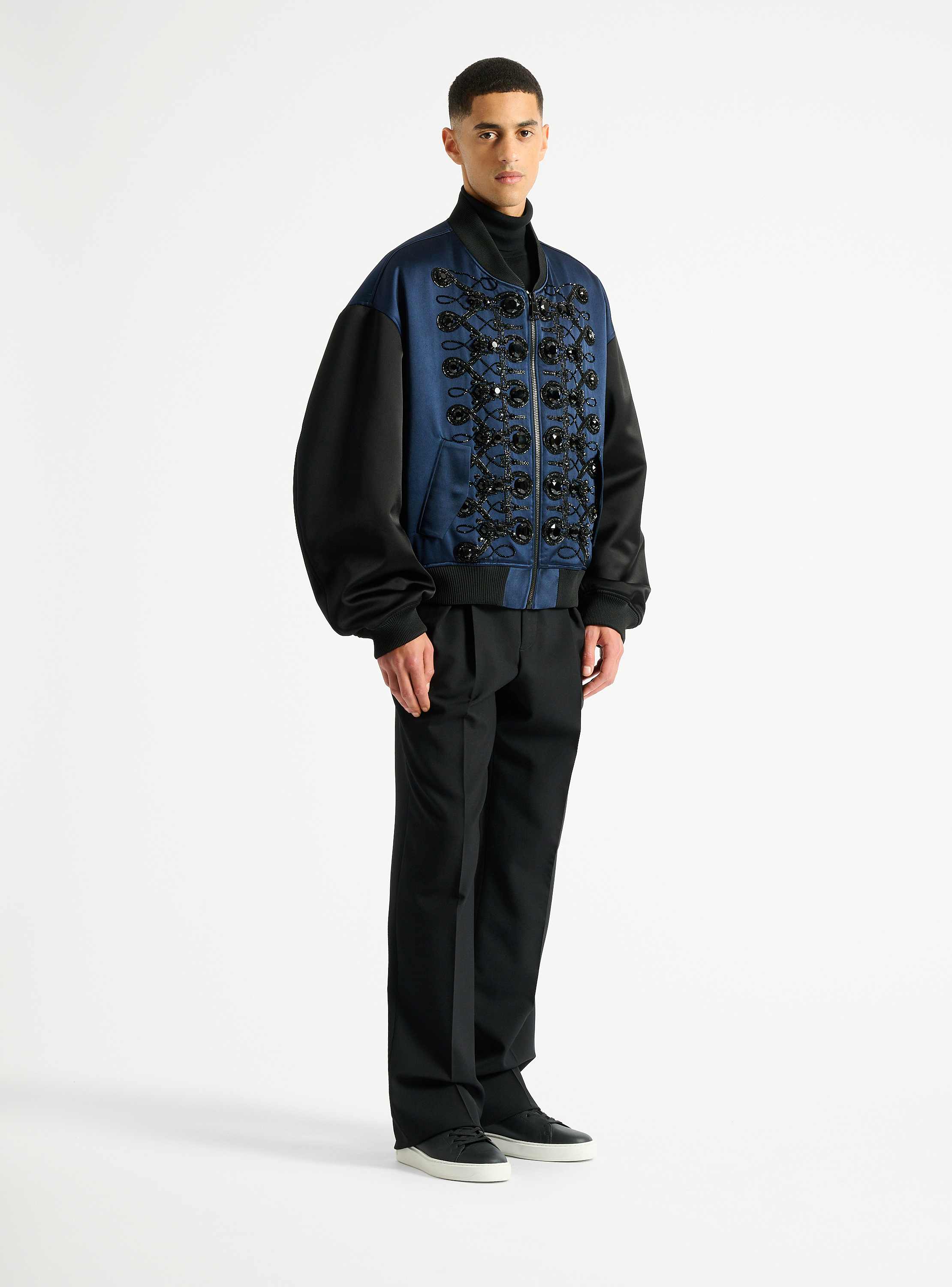 Satin military bomber jacket