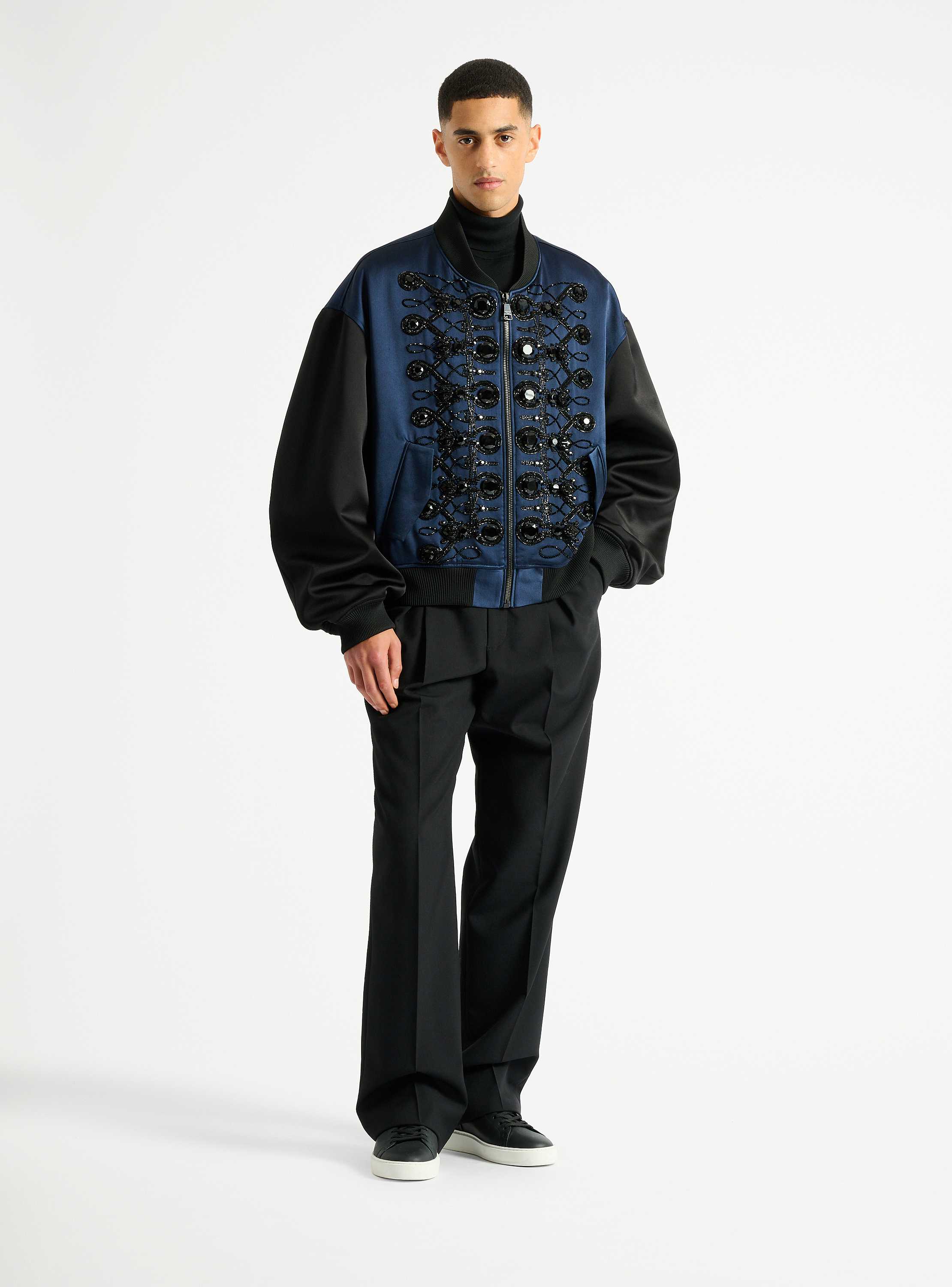Satin military bomber jacket