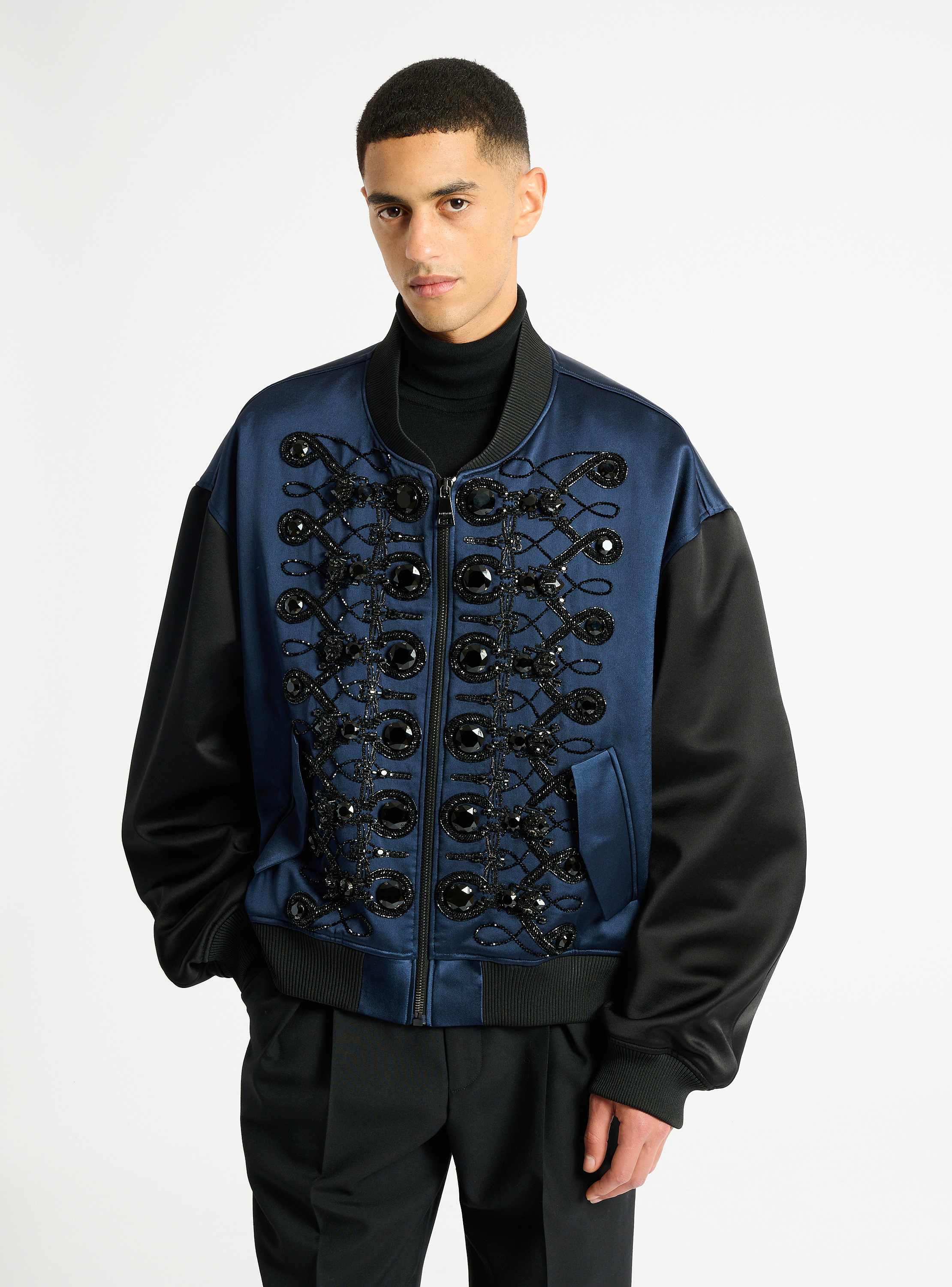 Satin military bomber jacket