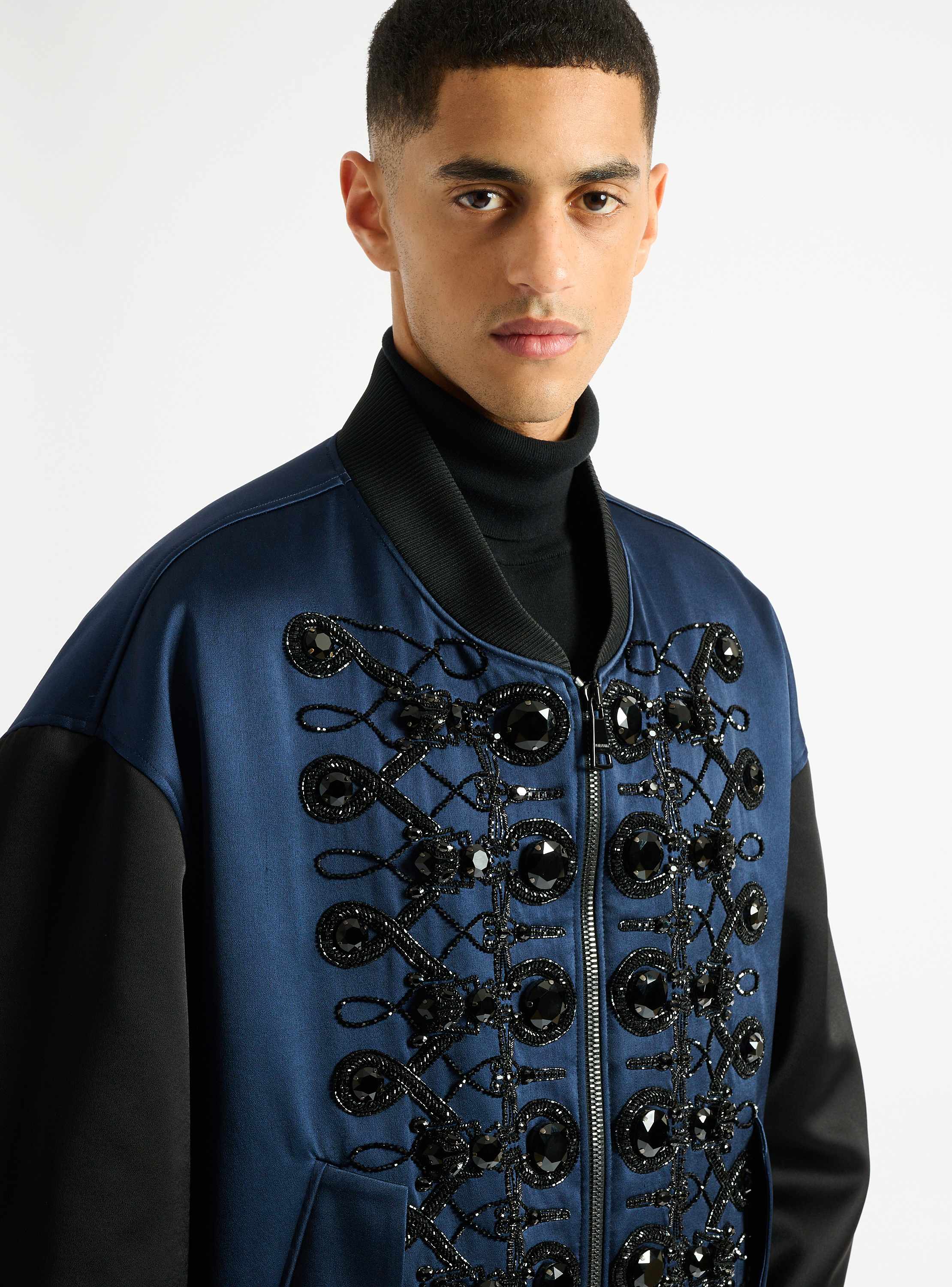 Satin military bomber jacket