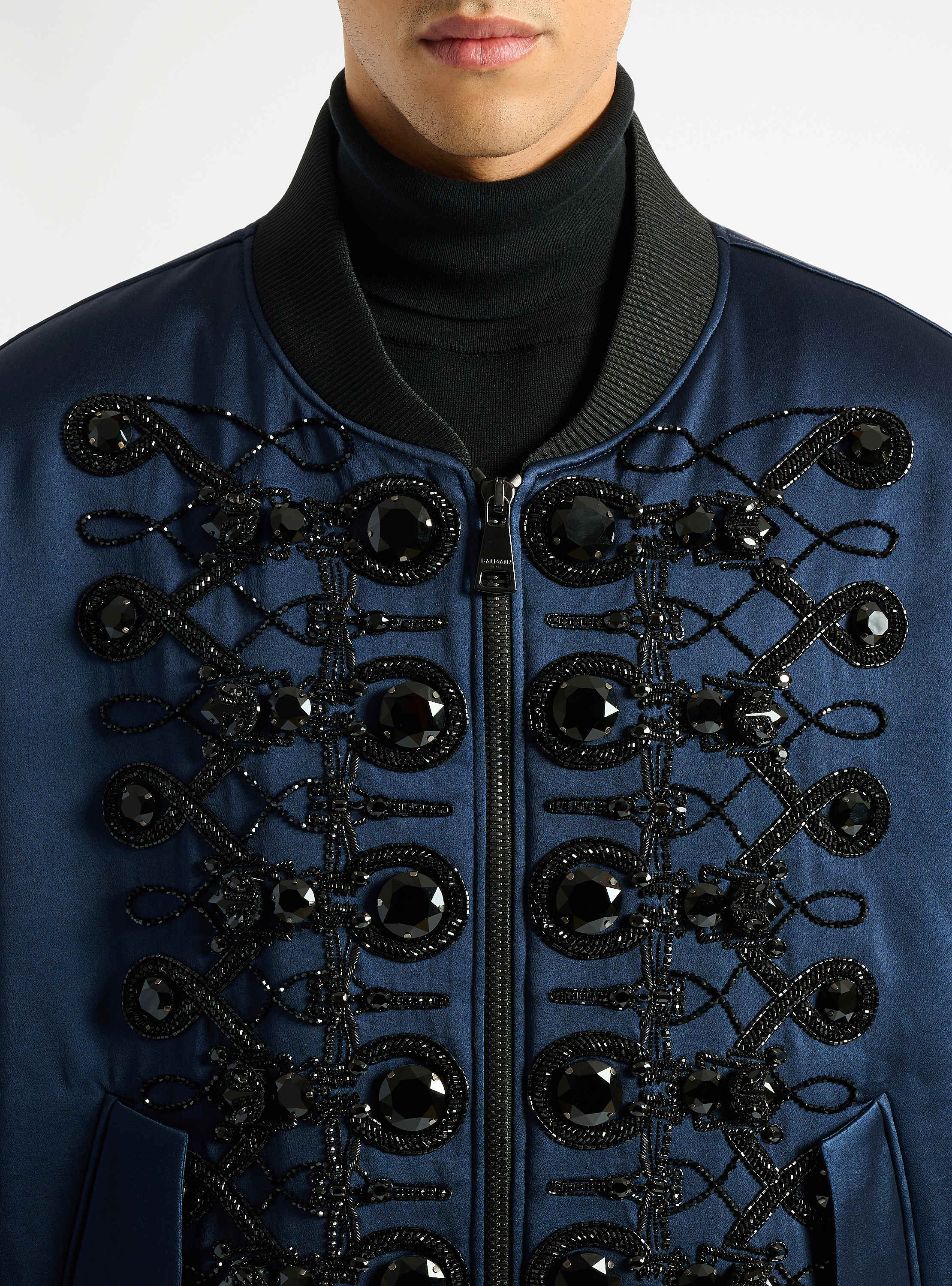 Satin military bomber jacket