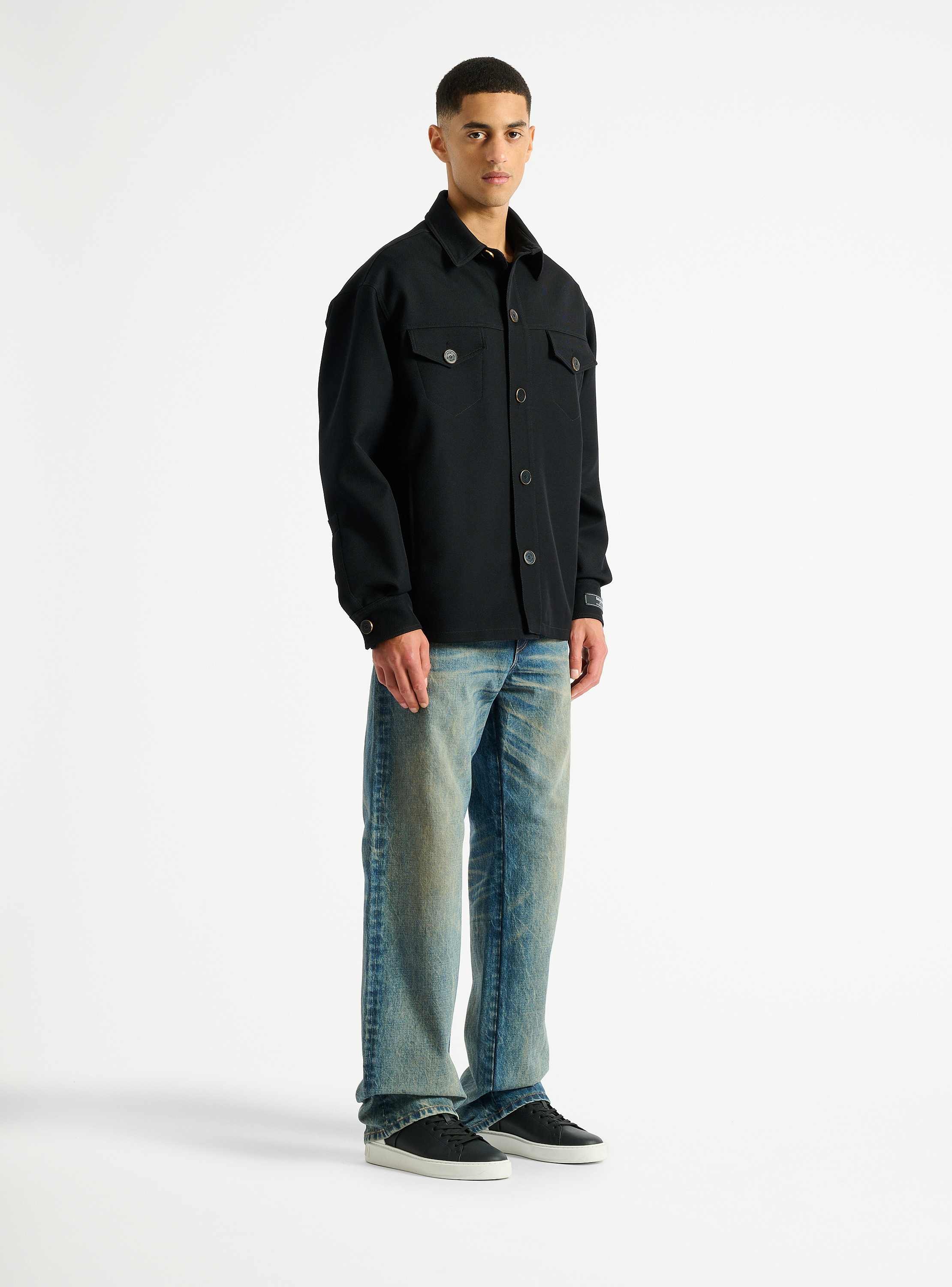Wool twill overshirt