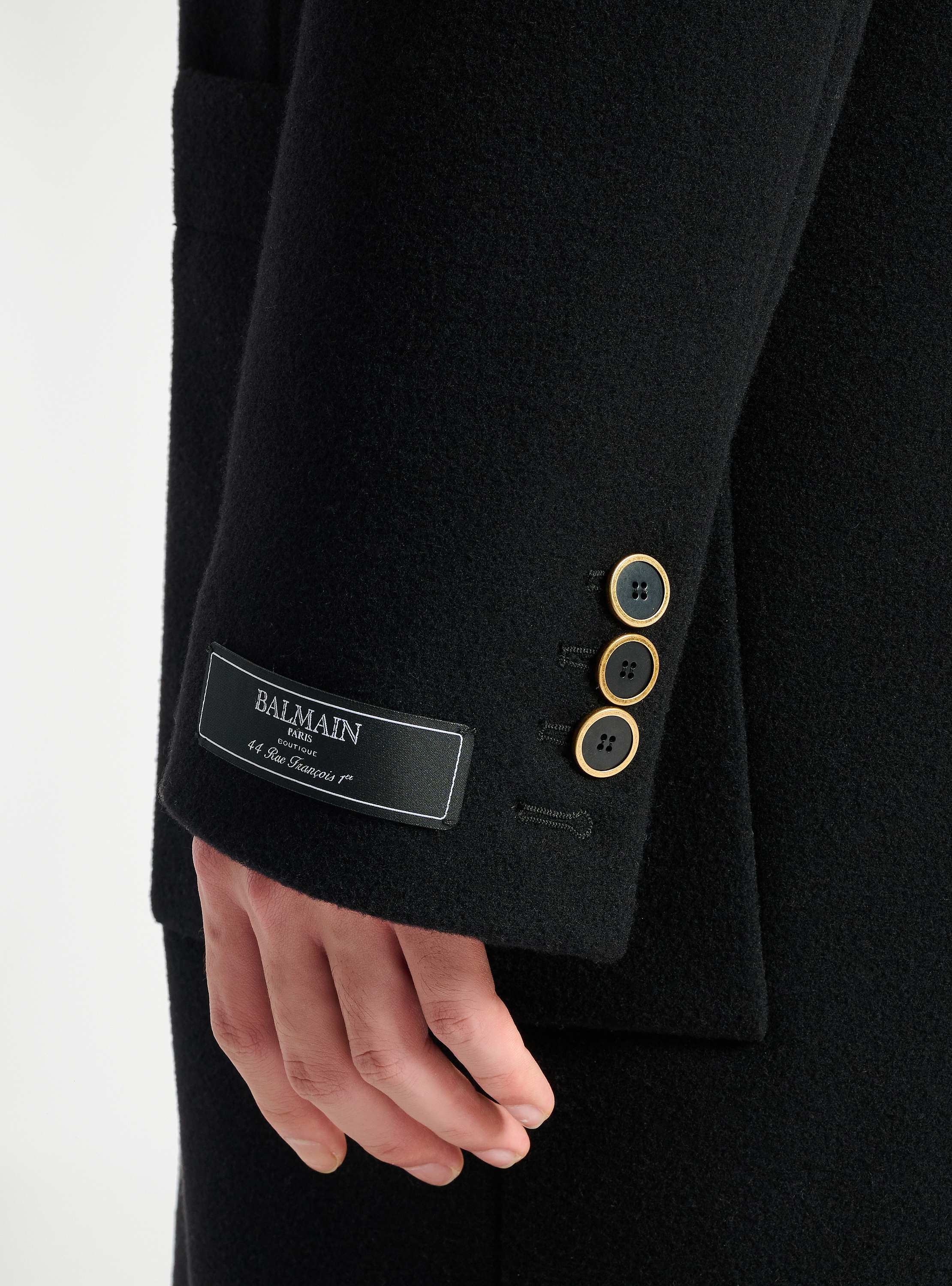 Long wool and velvet coat