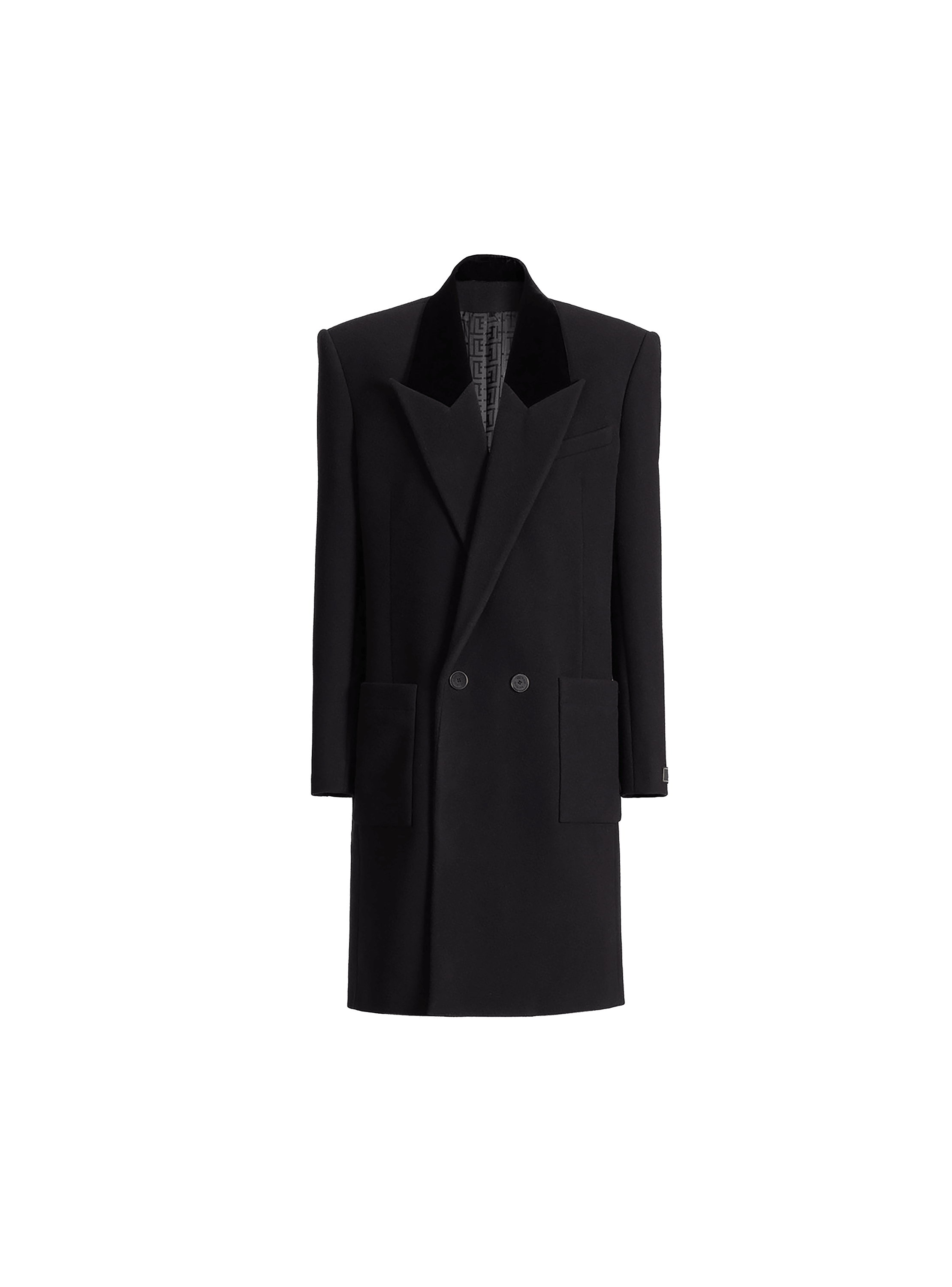 Long wool and velvet coat