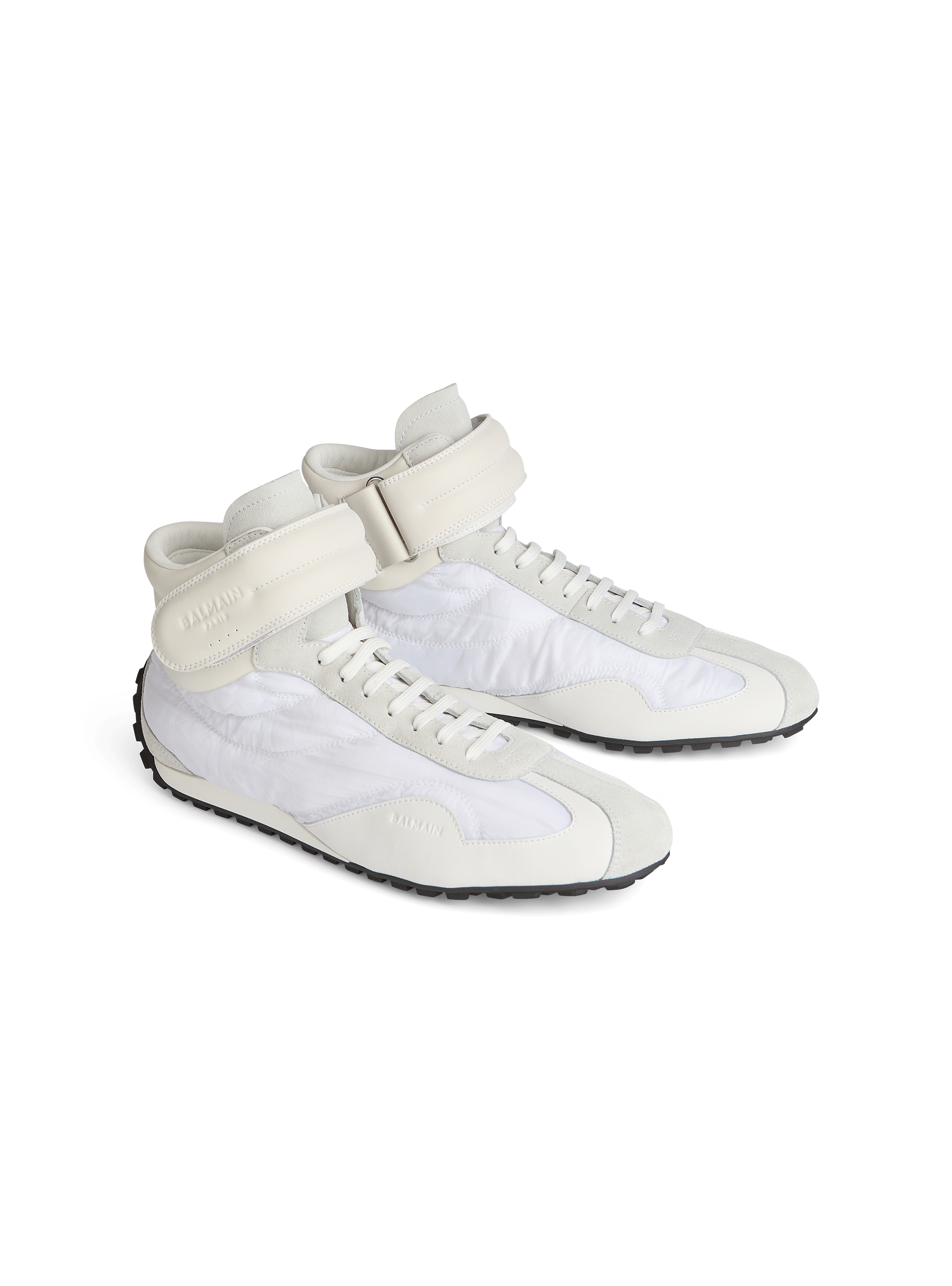 Racing Mid-Top trainers in nylon and leather