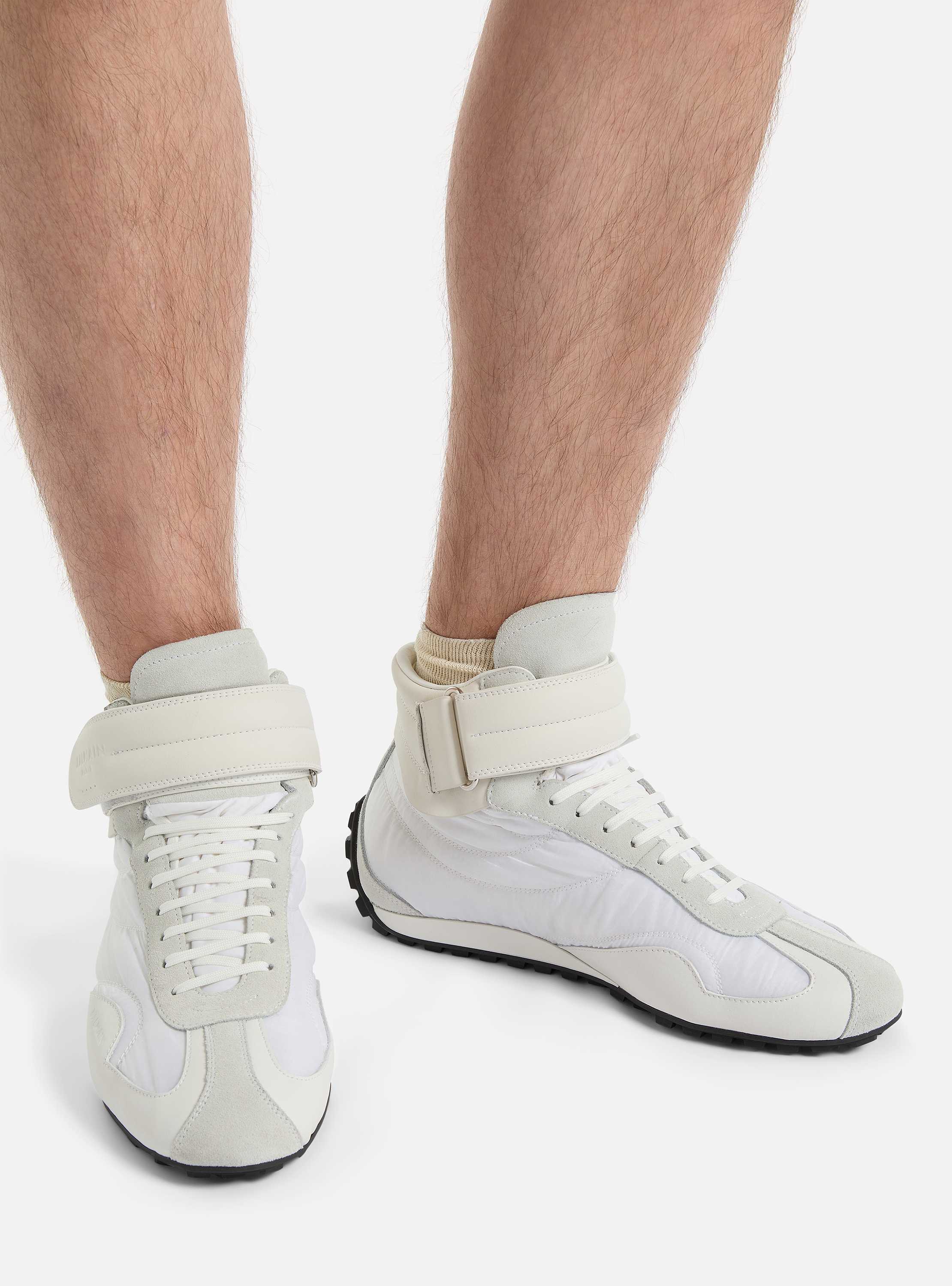Racing Mid-Top trainers in nylon and leather