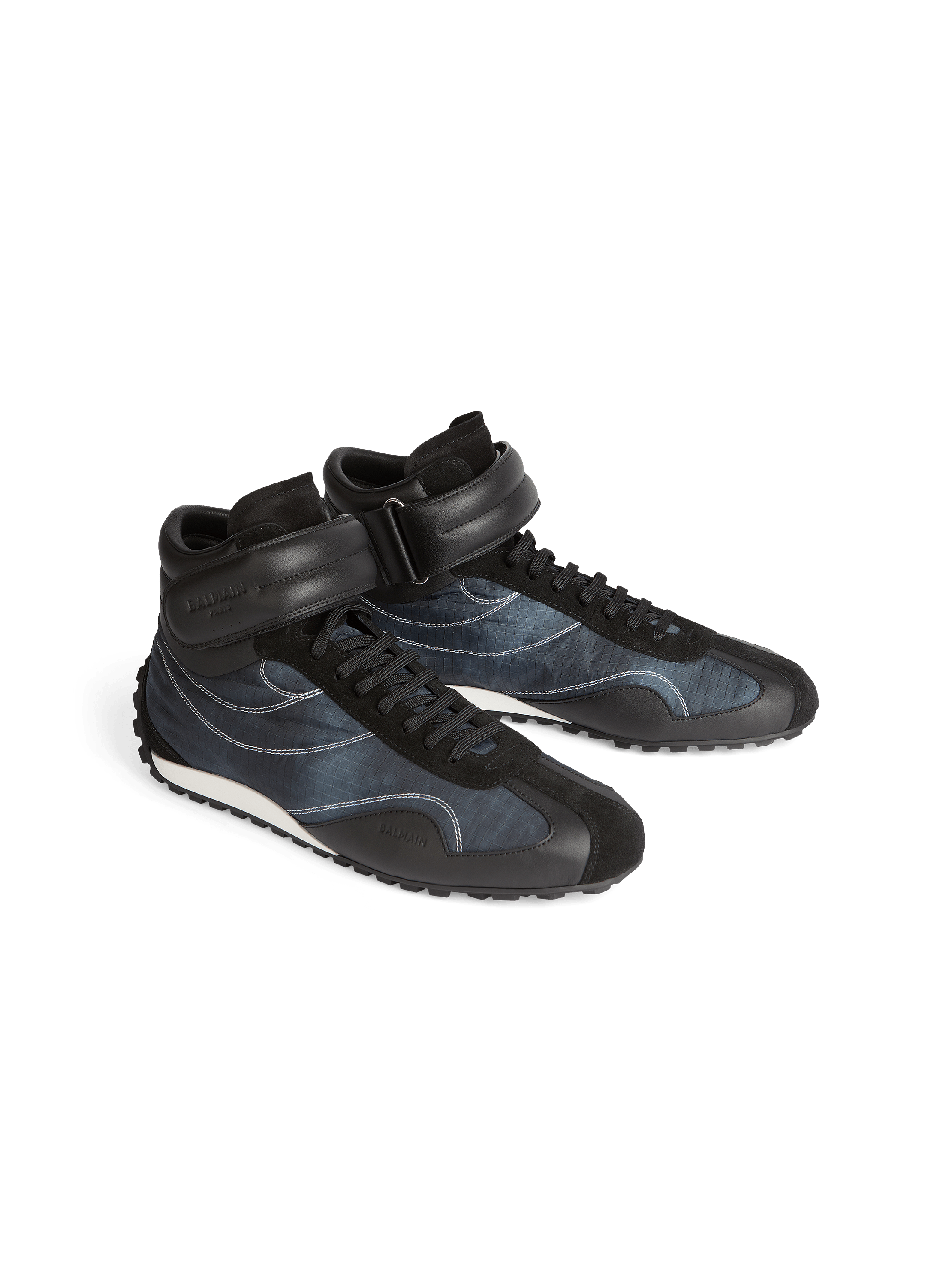 Racing Mid-Top Sneakers aus Nylon und Leder
