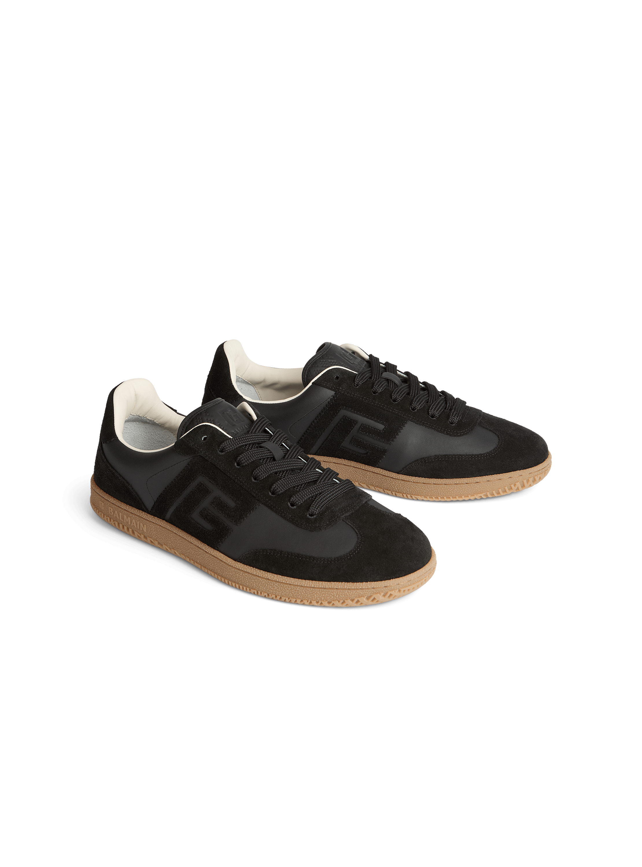 Balmain Swan suede and smooth leather trainers