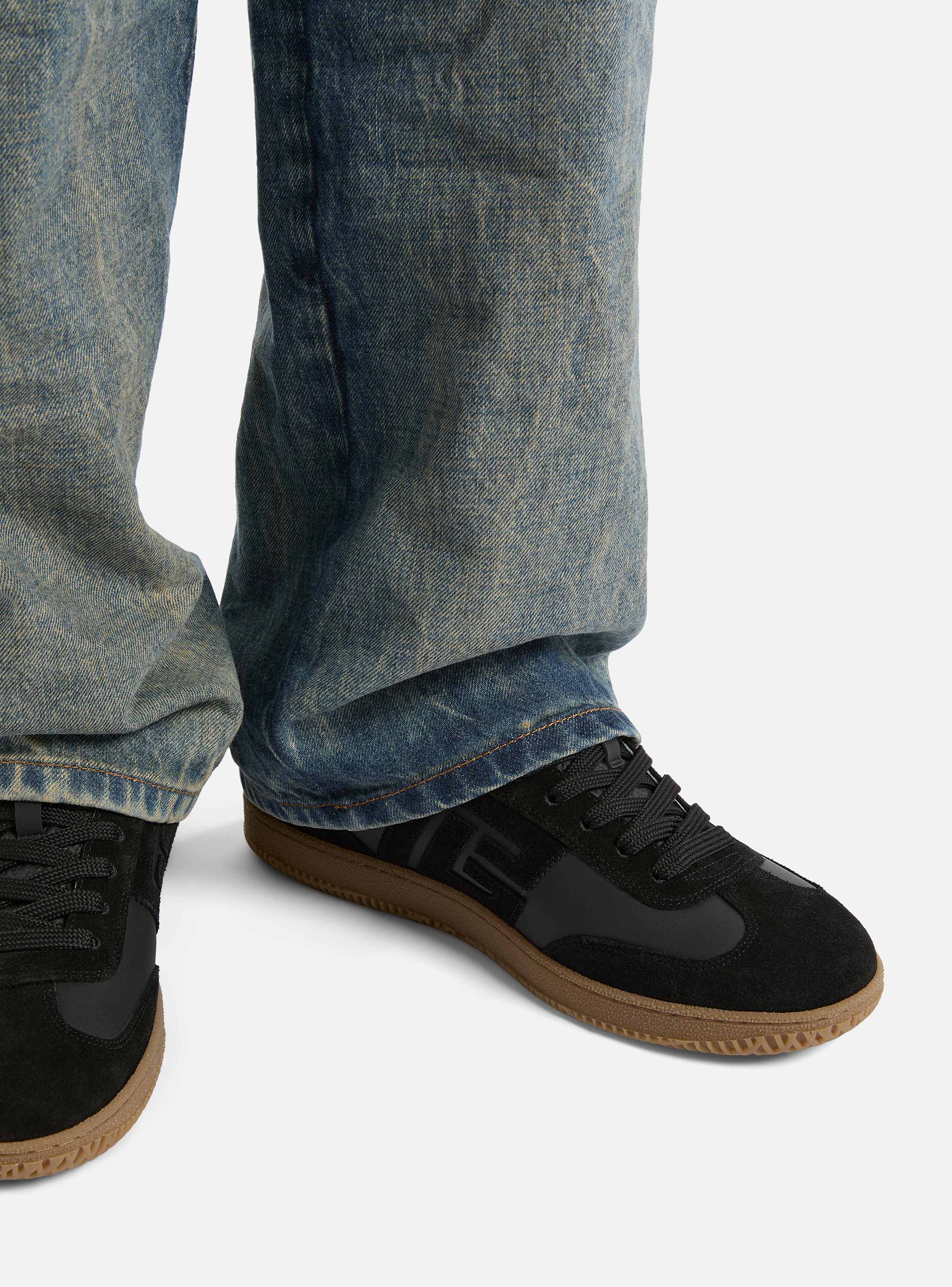 Balmain Swan suede and smooth leather trainers