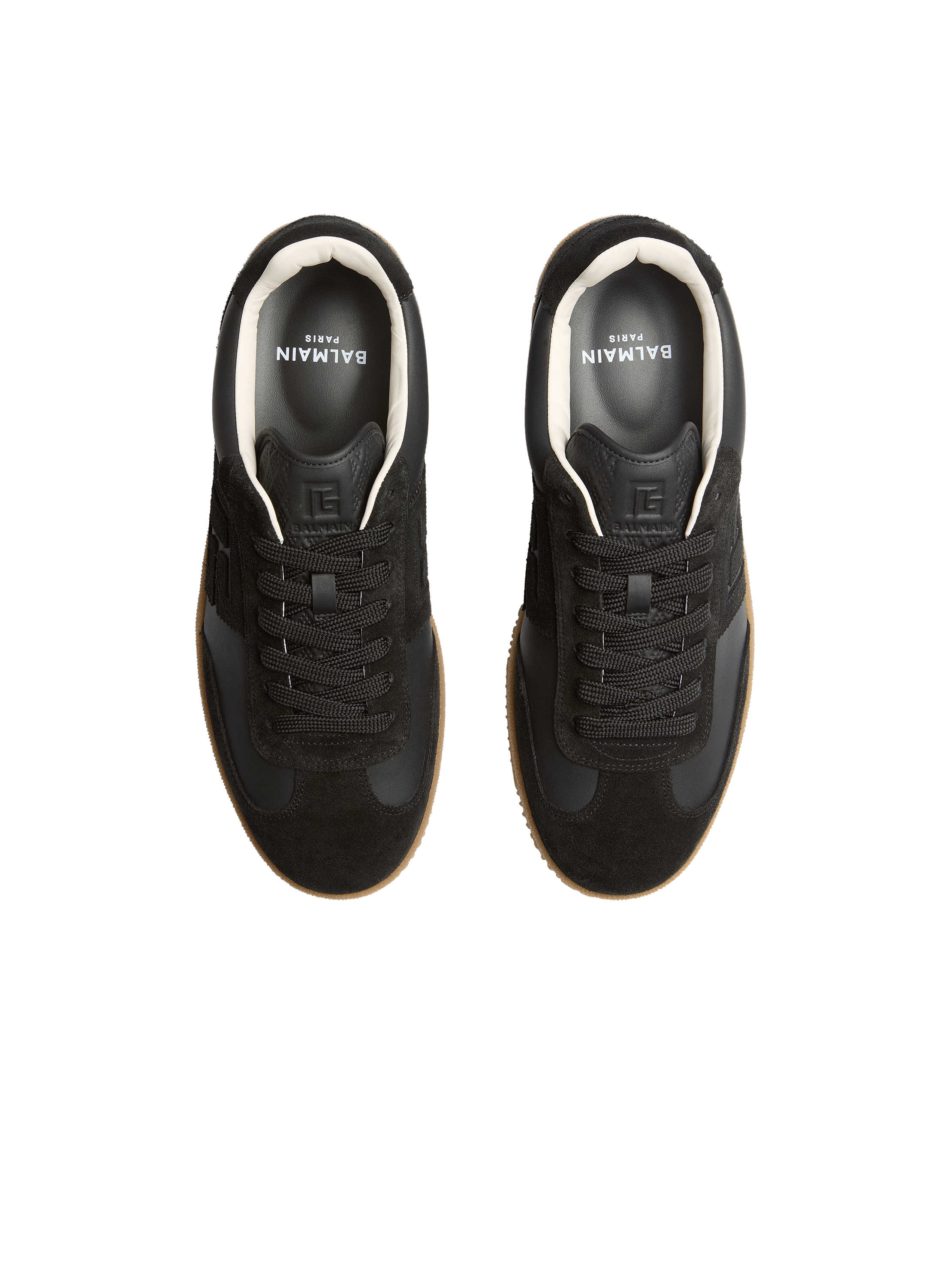 Balmain Swan suede and smooth leather trainers