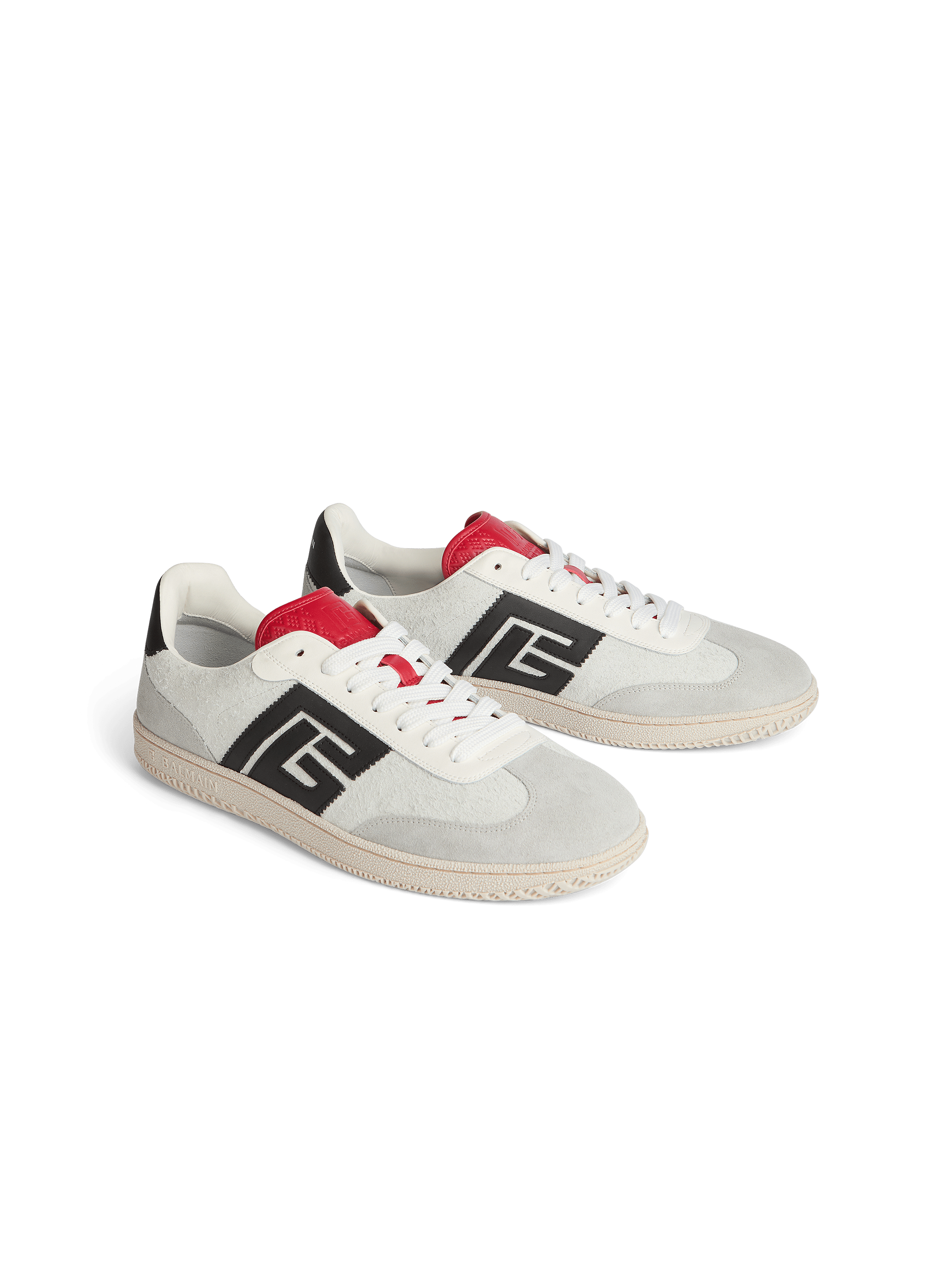 Sneakers Balmain Swan in pelle scamosciata e liscia