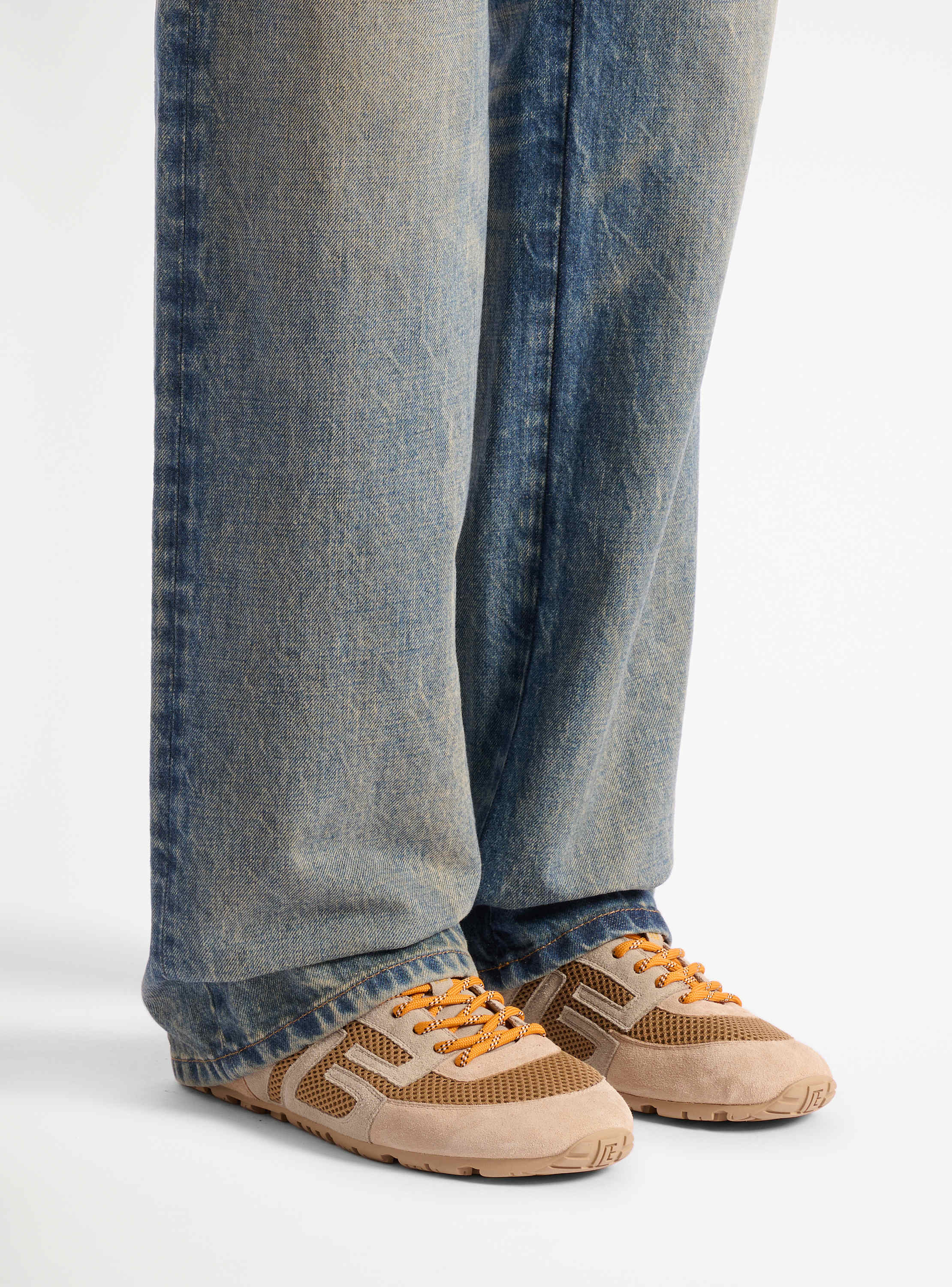 Racer 45 Sneakers aus Mesh und Wildleder