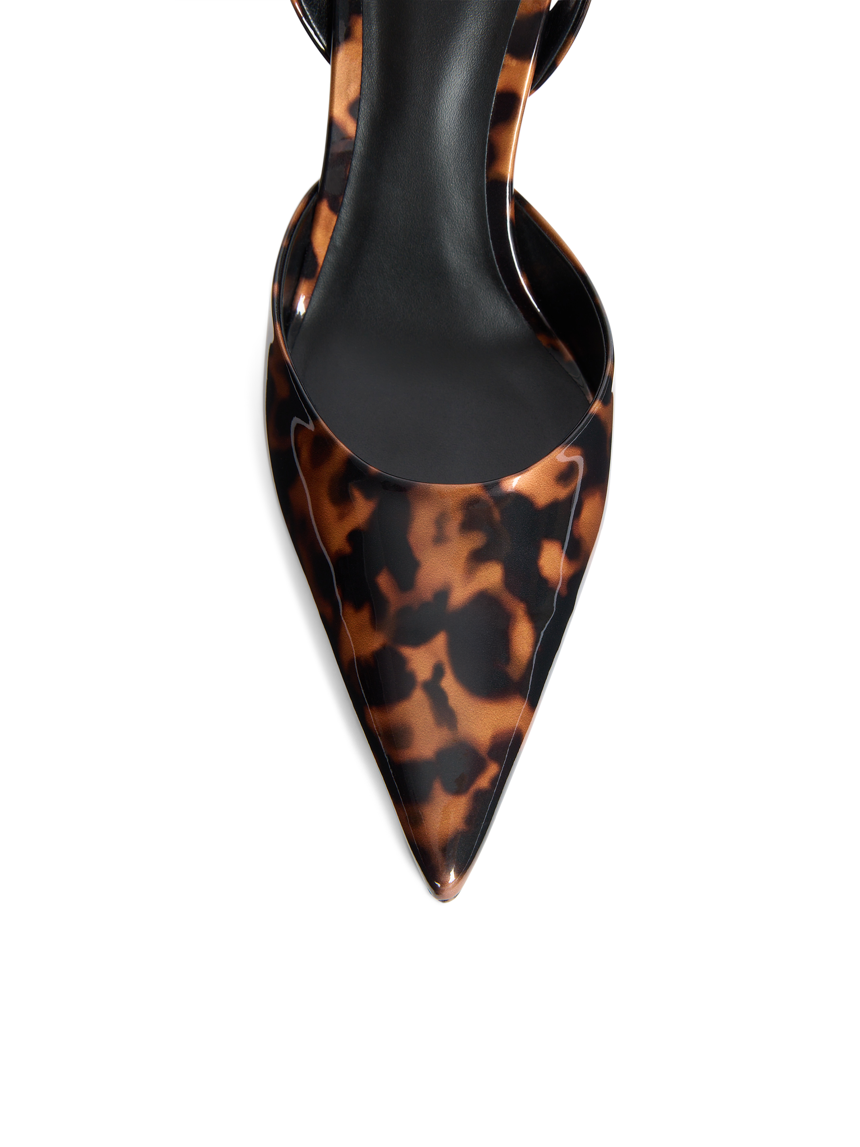 Printed patent leather strappy pumps