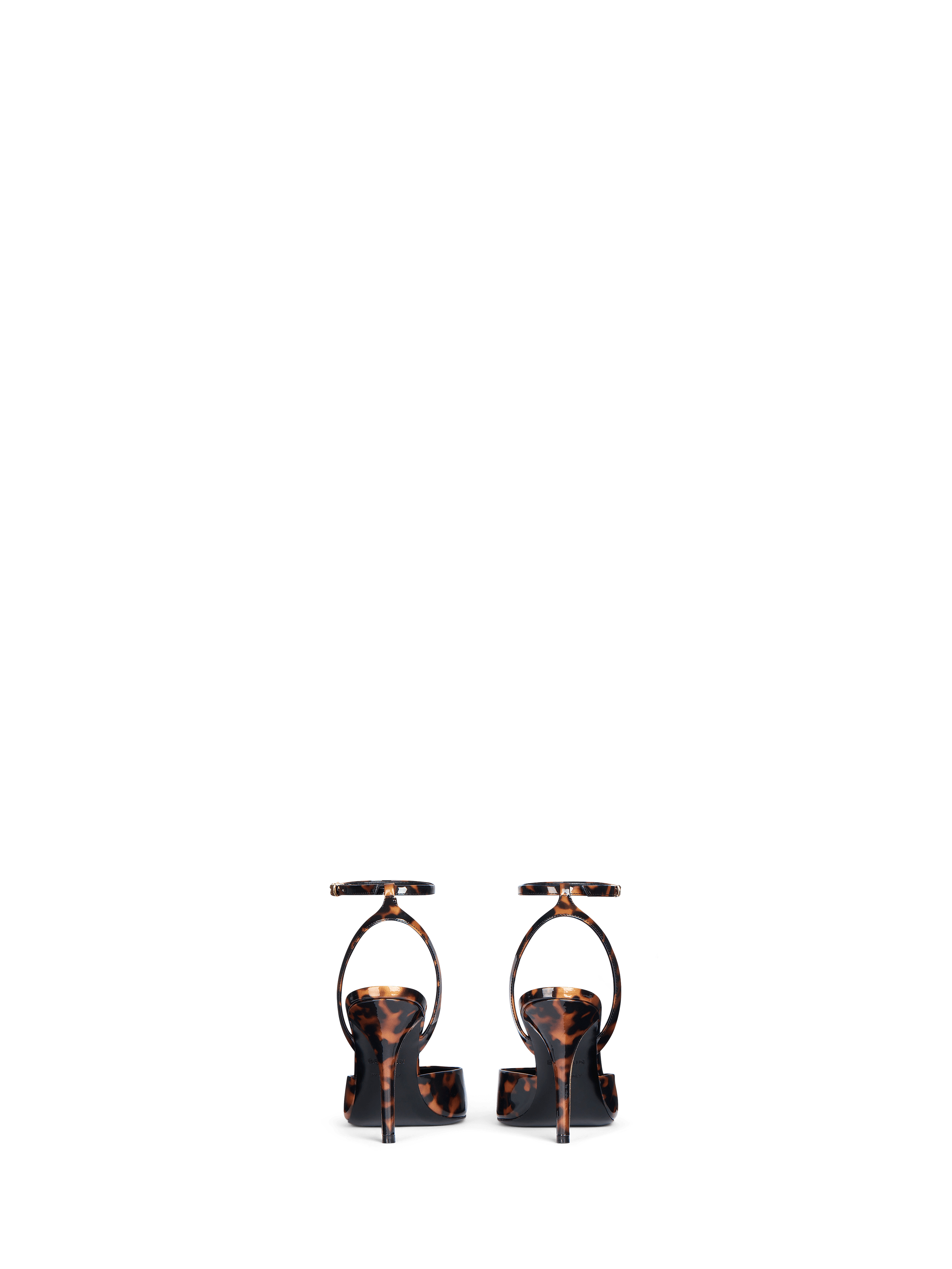 Printed patent leather strappy pumps