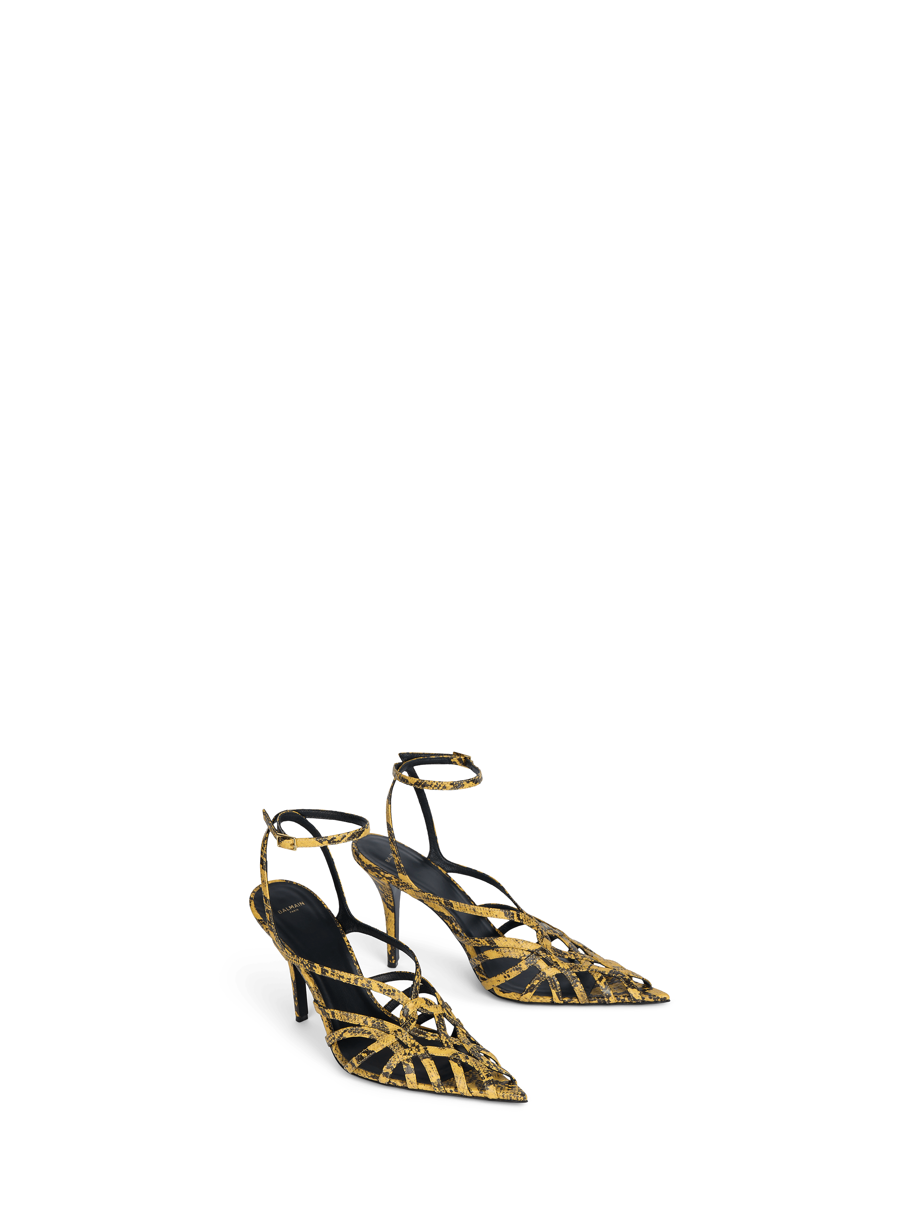 Sandales Cage en cuir effet python