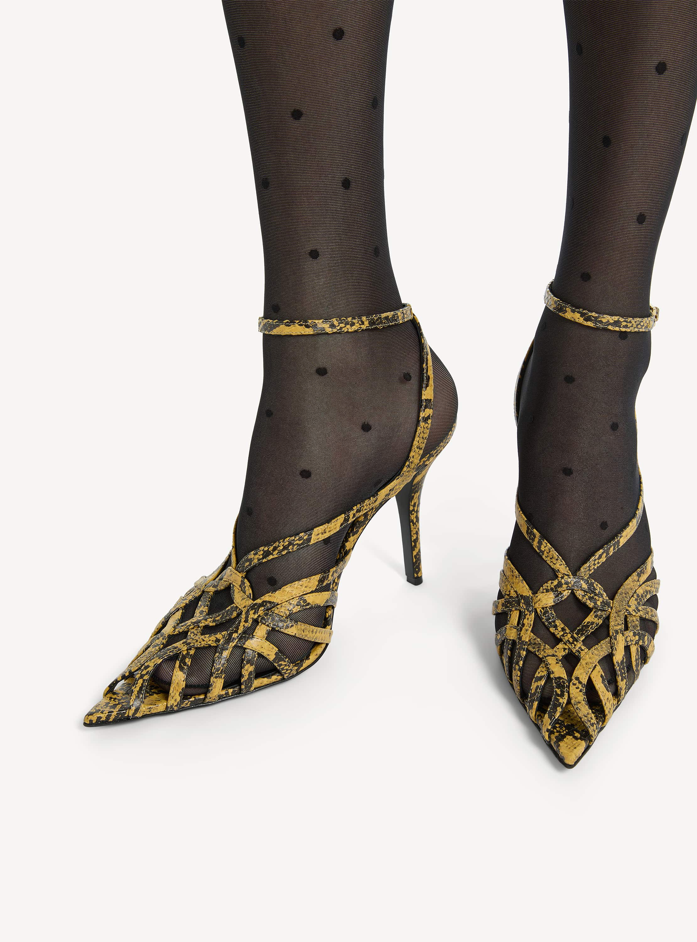 Sandales Cage en cuir effet python