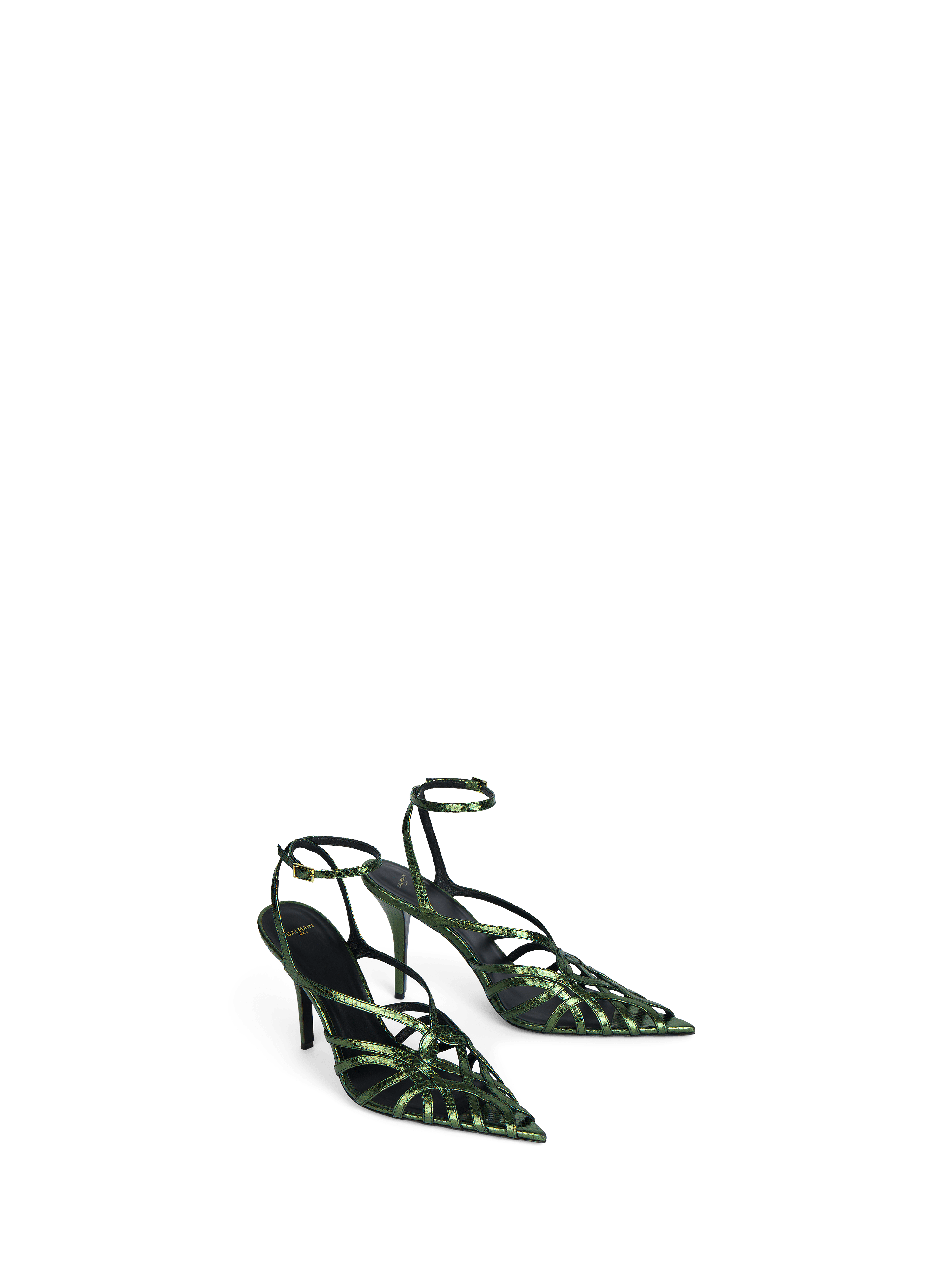 Python-effect leather Cage sandals