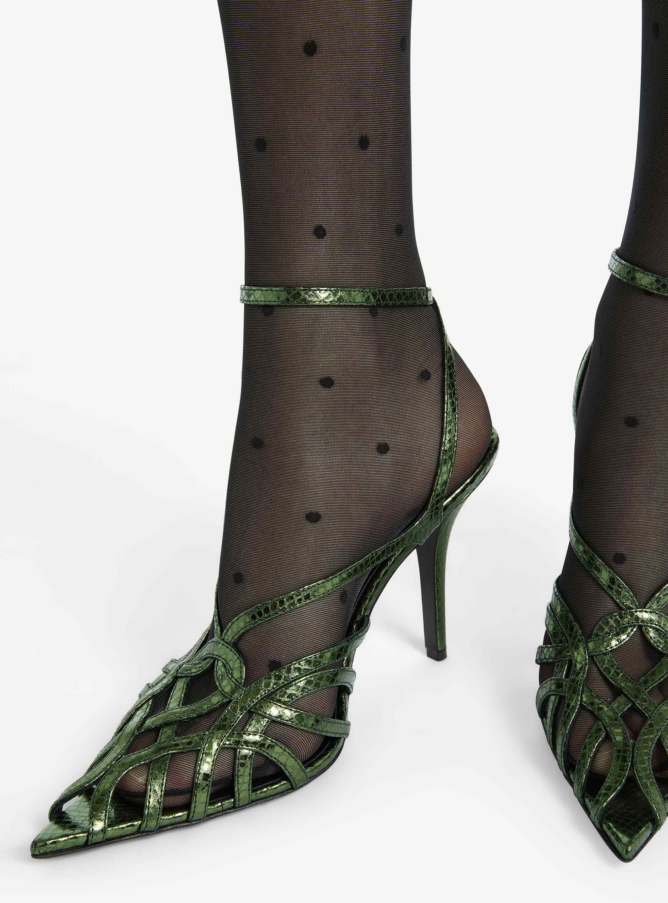 Python-effect leather Cage sandals