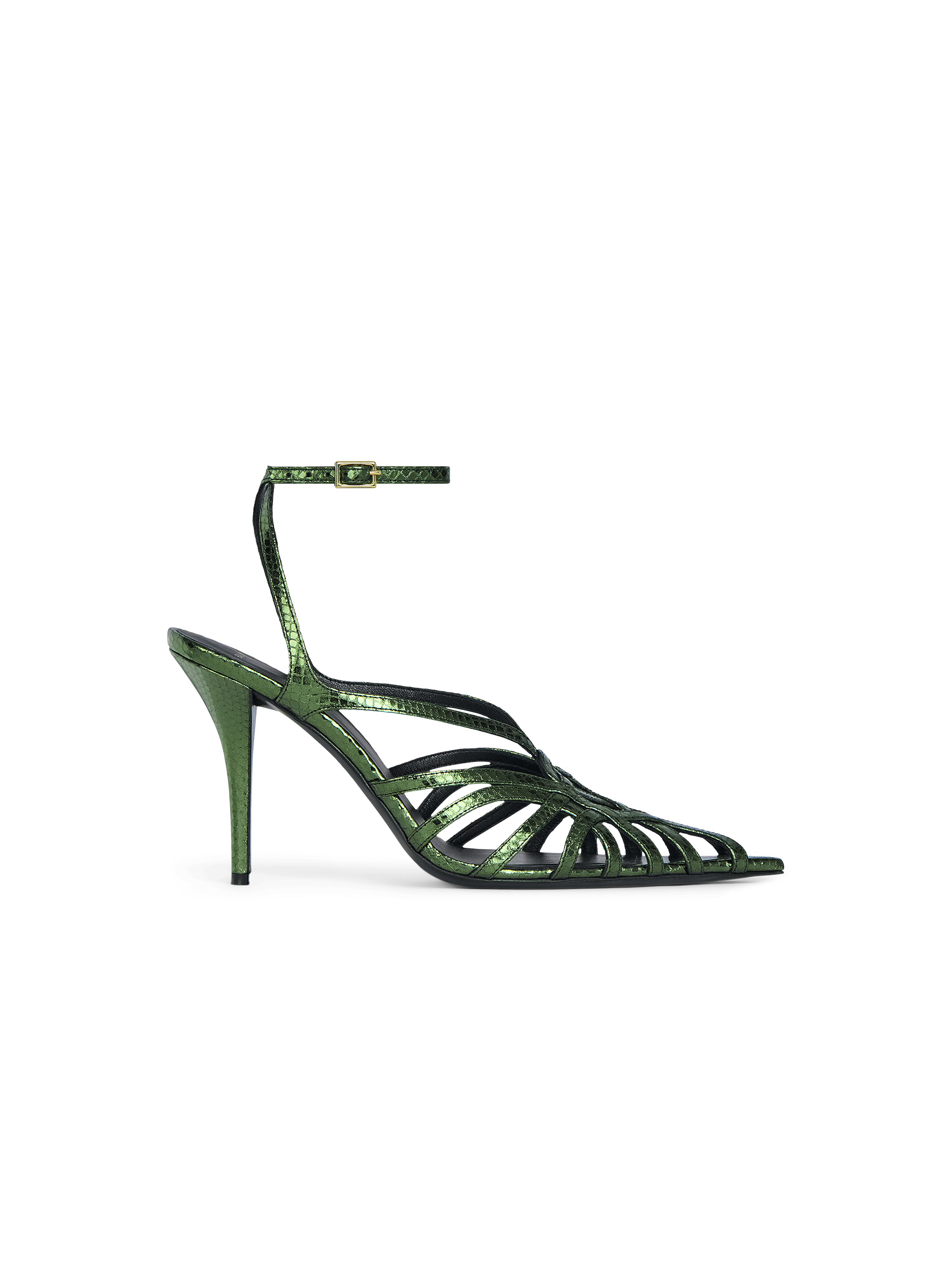 Python-effect leather Cage sandals
