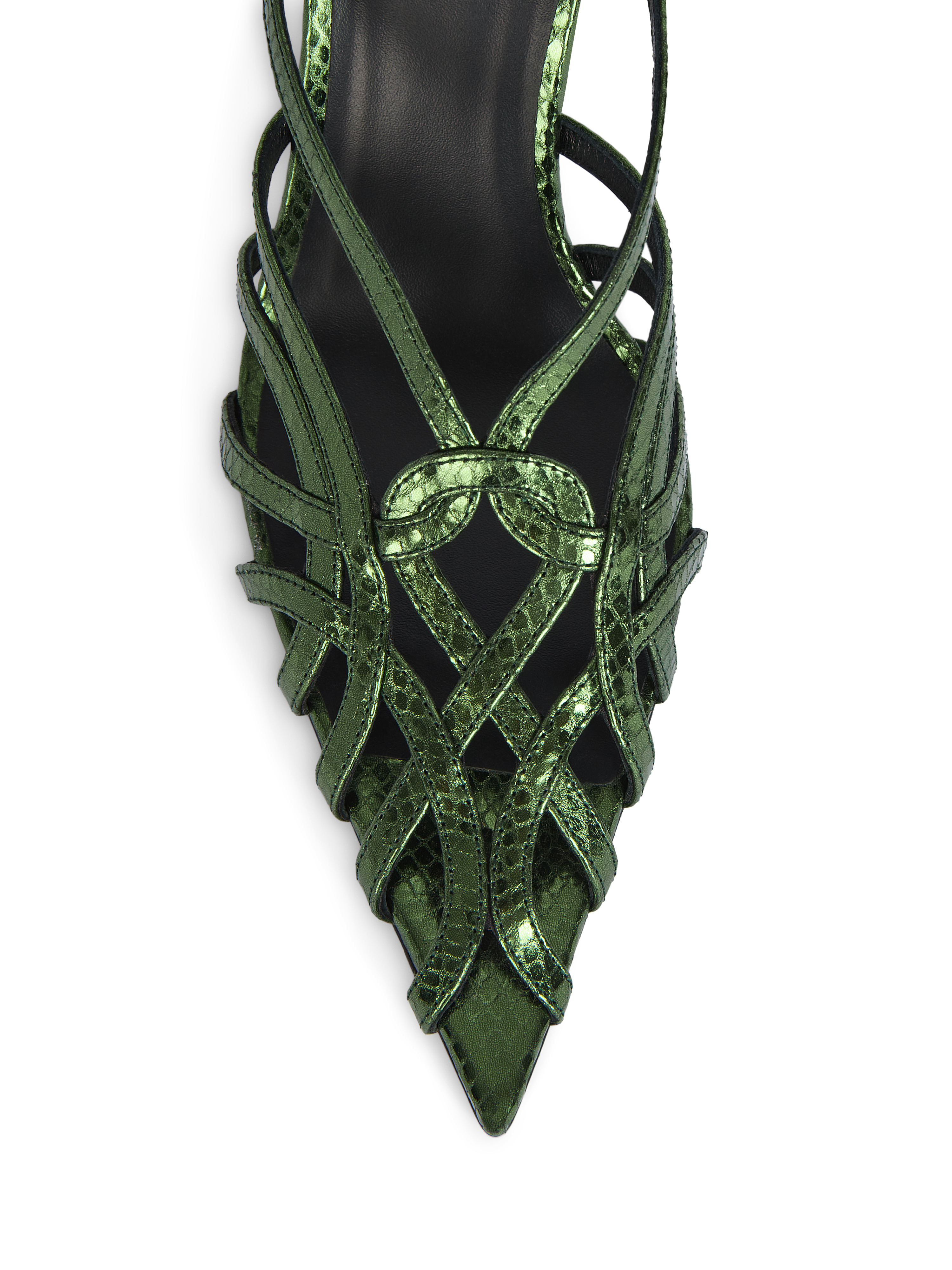 Python-effect leather Cage sandals