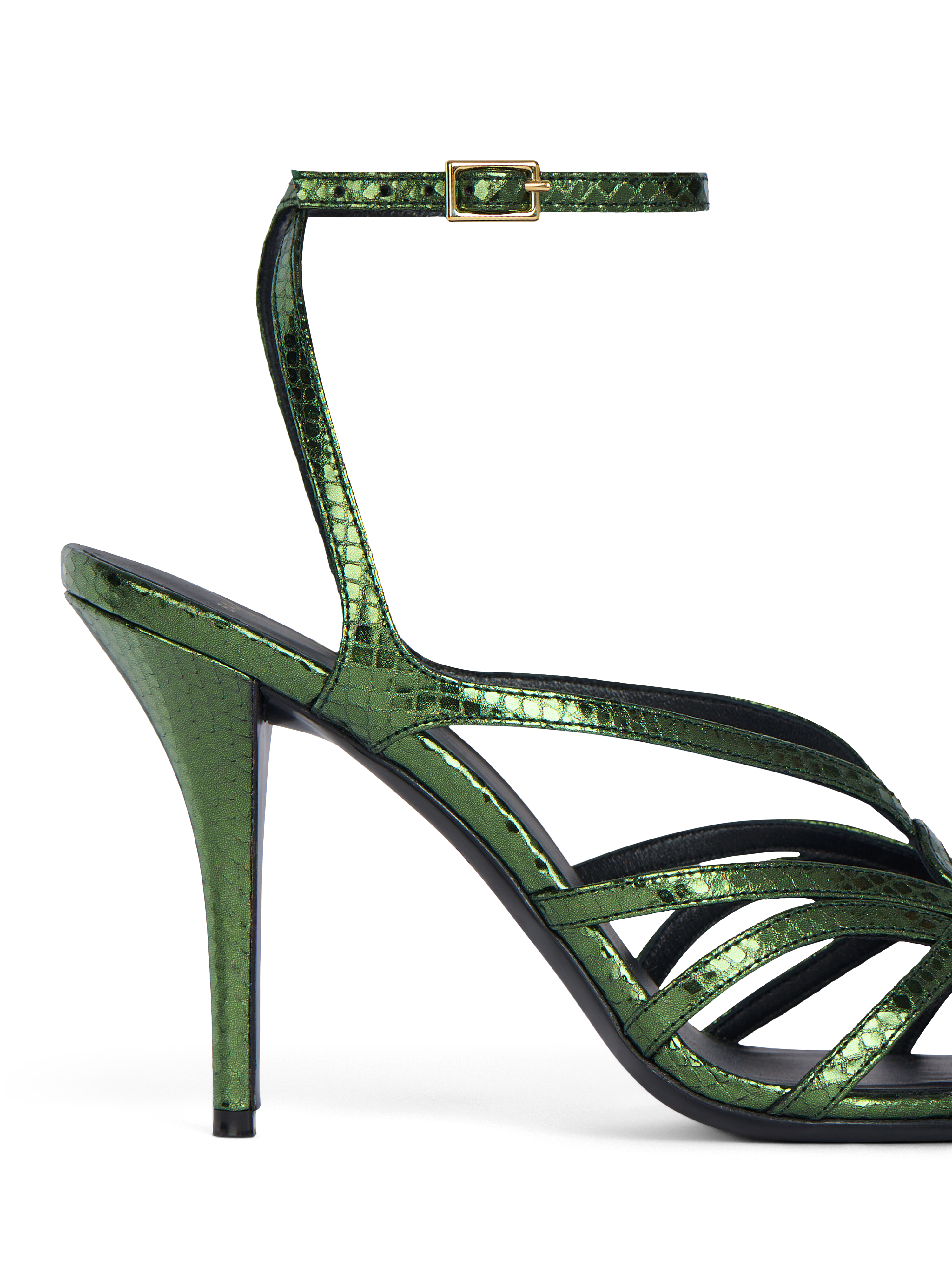 Python-effect leather Cage sandals