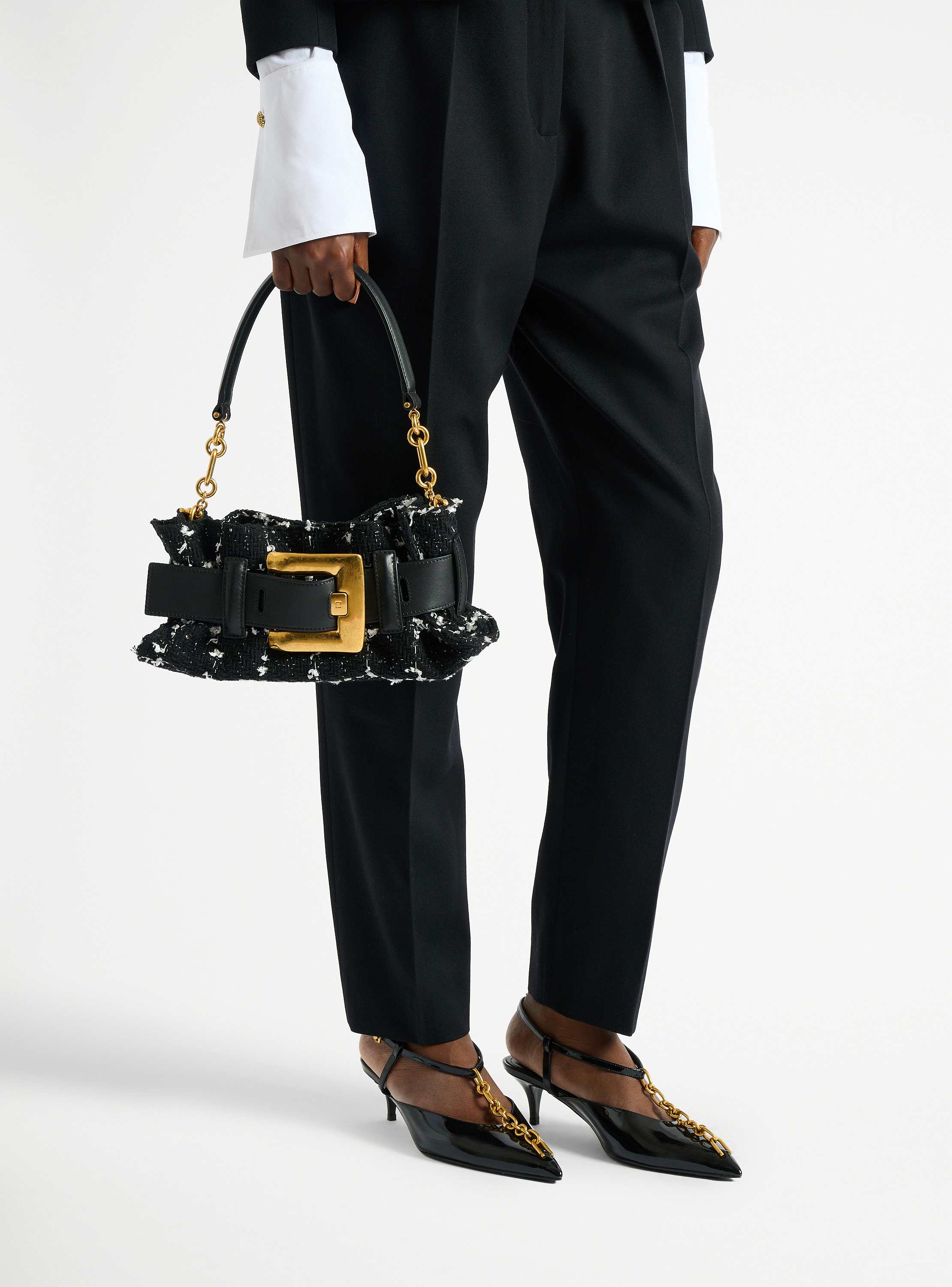 Mini Anthem bag in smooth leather and tweed