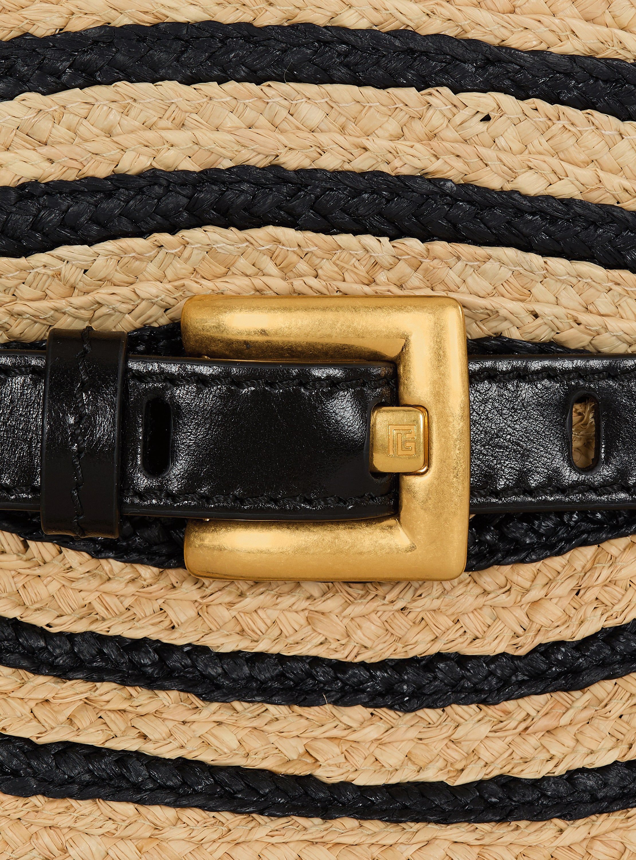 Mini Shuffle bag in smooth leather and raffia