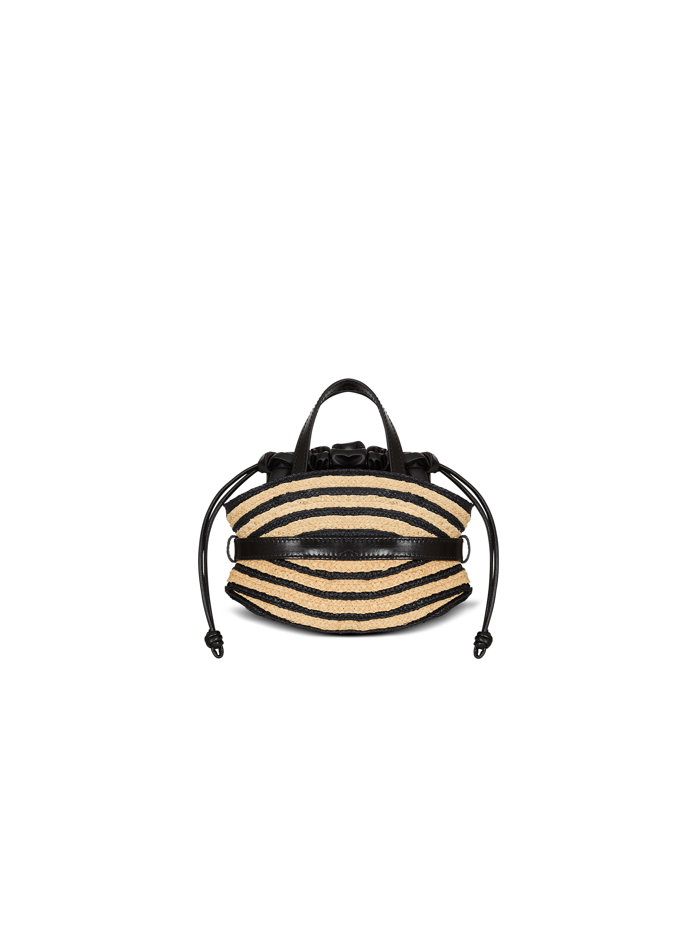 Mini Shuffle bag in smooth leather and raffia