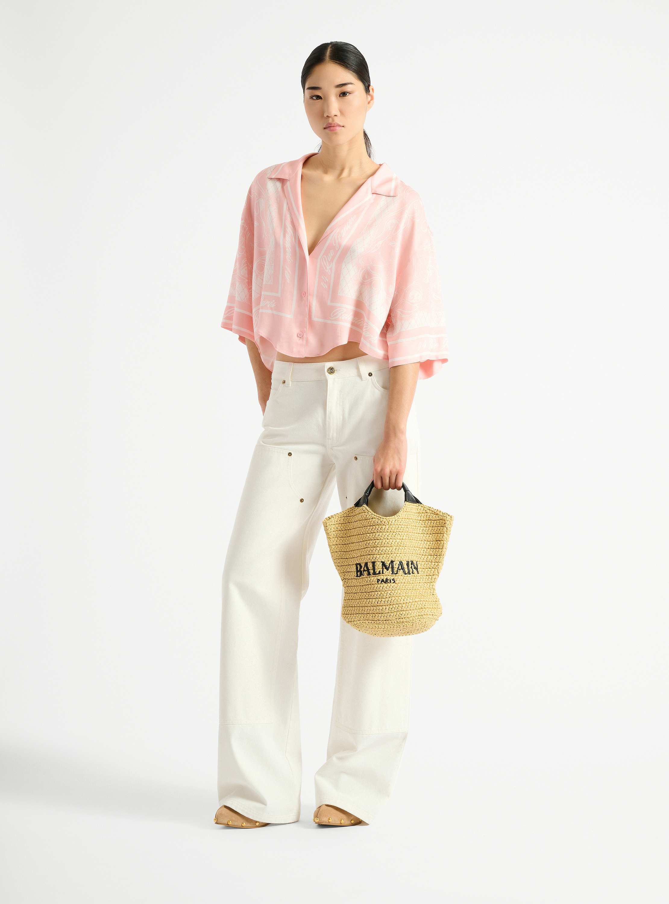 Mini Balmain crochet tote bag