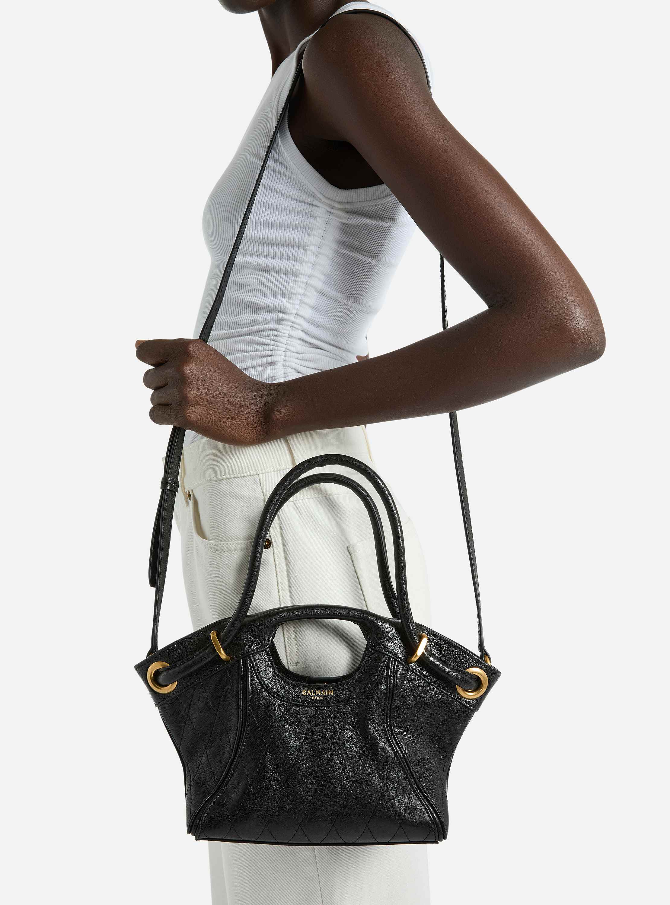 Small Tote in smooth topstitched leather