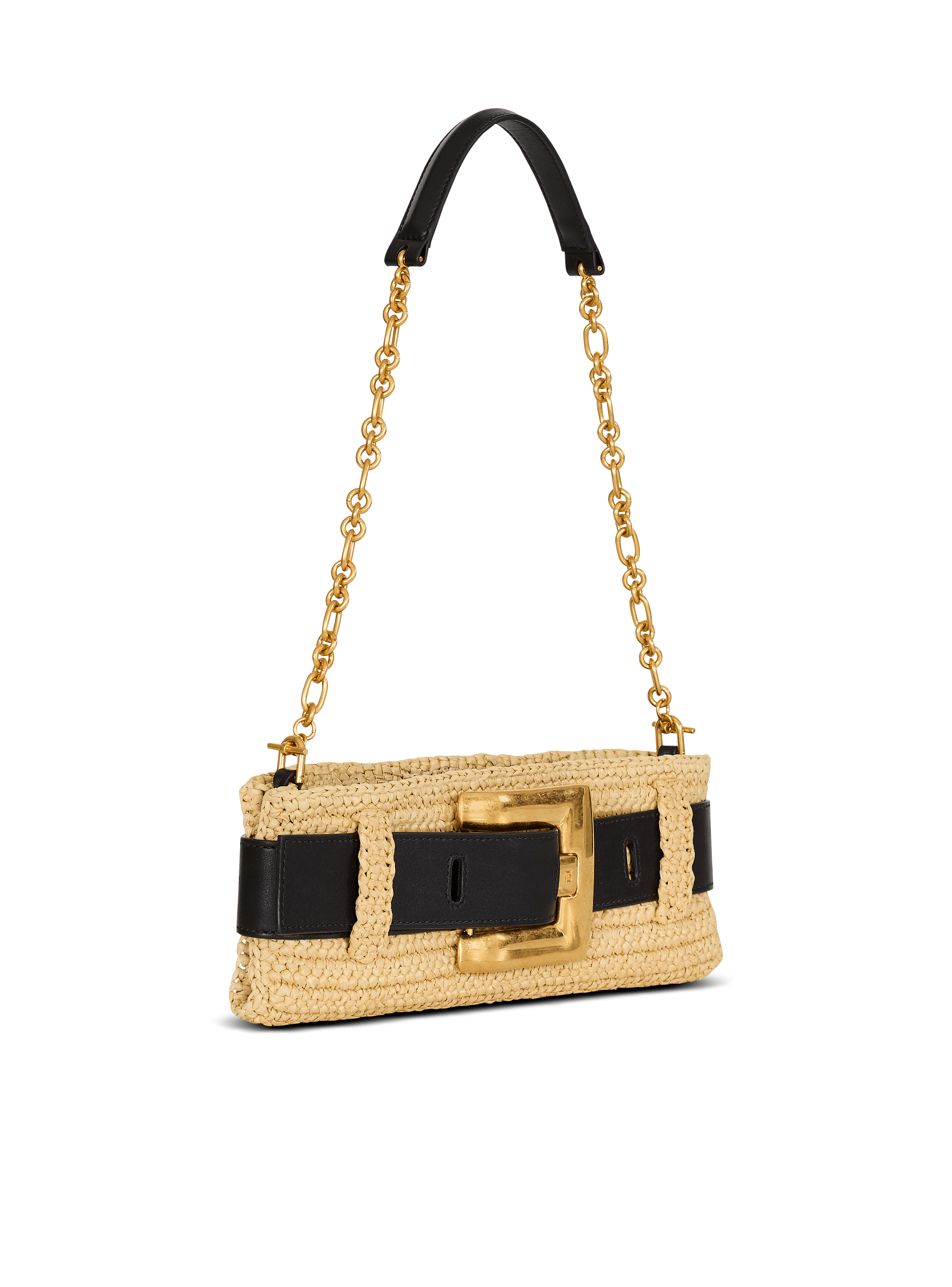 Anthem clutch bag in smooth leather and crochet