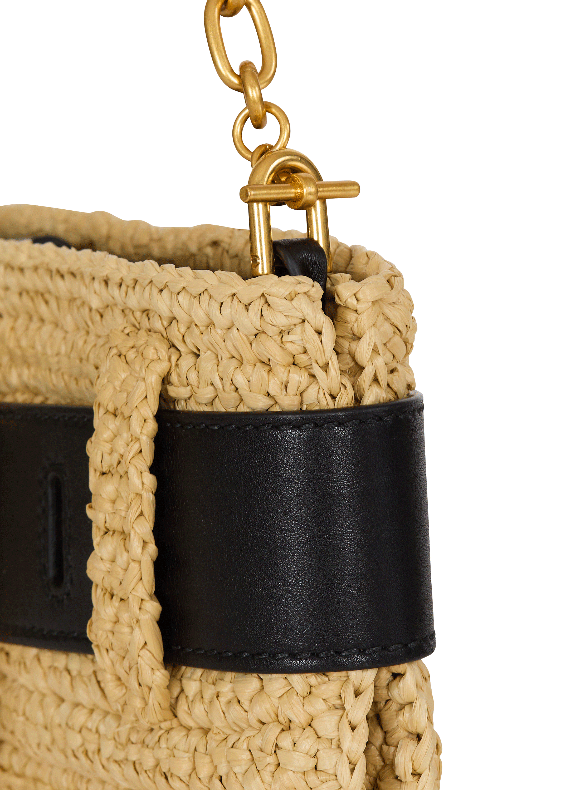 Anthem clutch bag in smooth leather and crochet