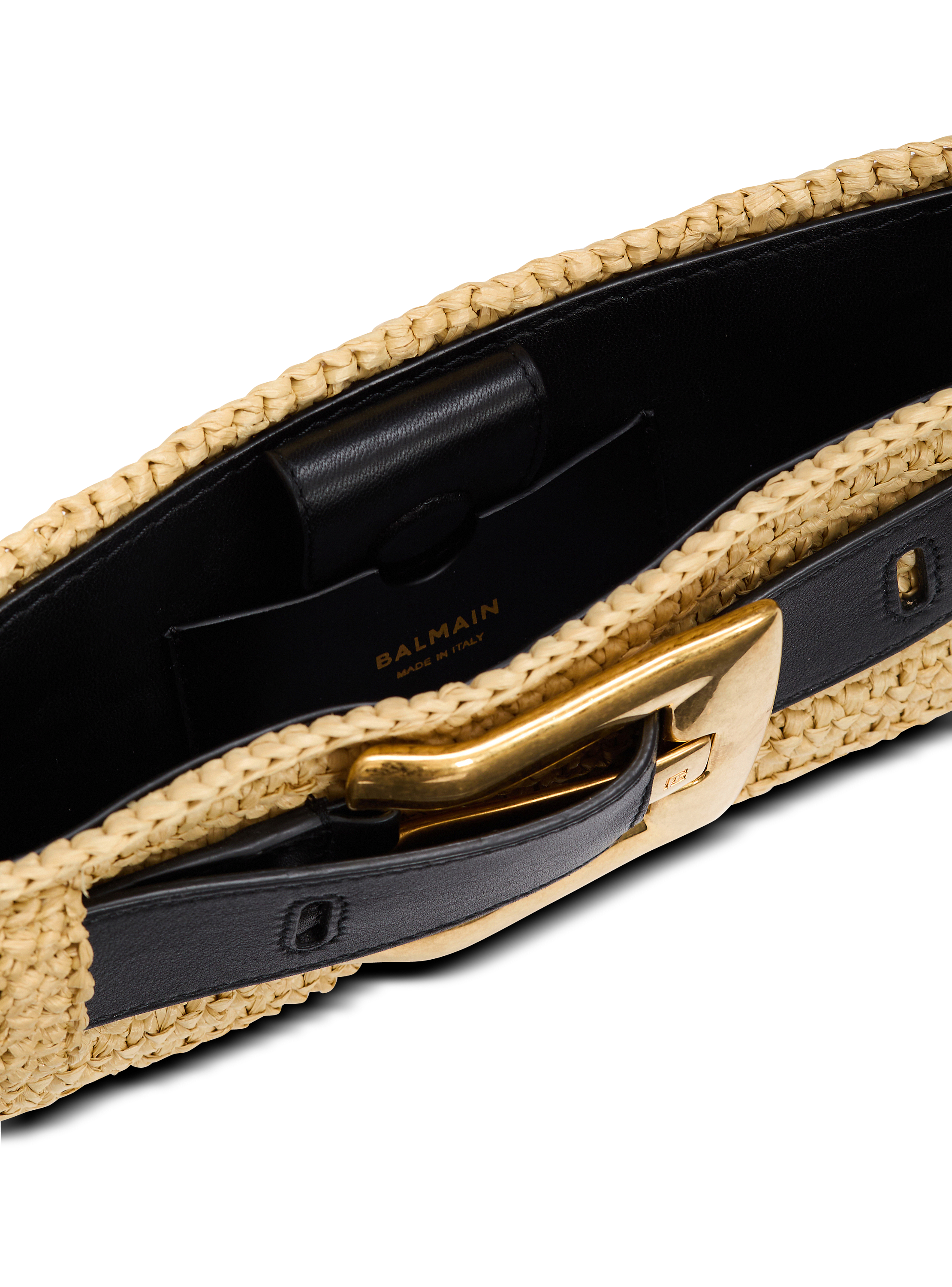 Anthem clutch bag in smooth leather and crochet