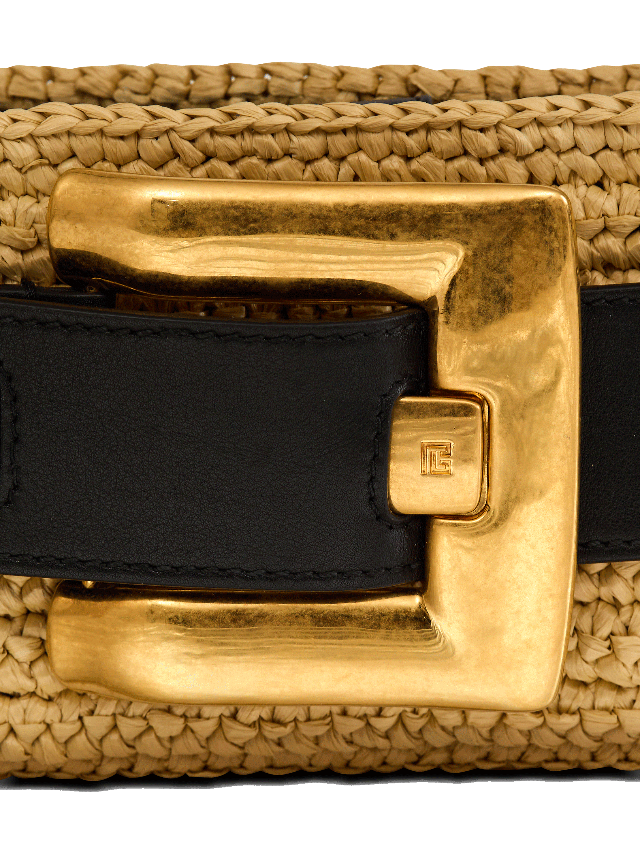 Anthem clutch bag in smooth leather and crochet