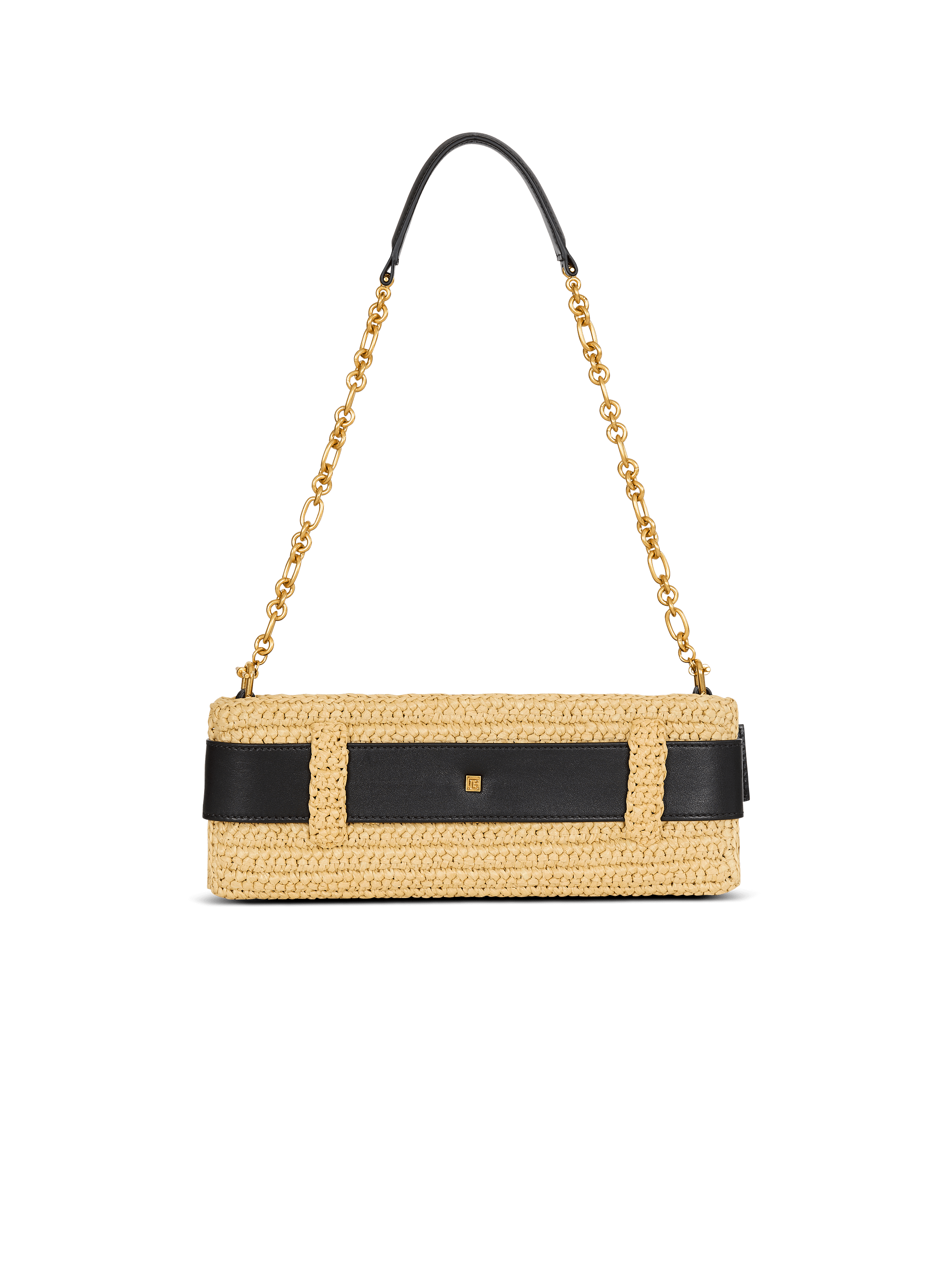 Anthem clutch bag in smooth leather and crochet