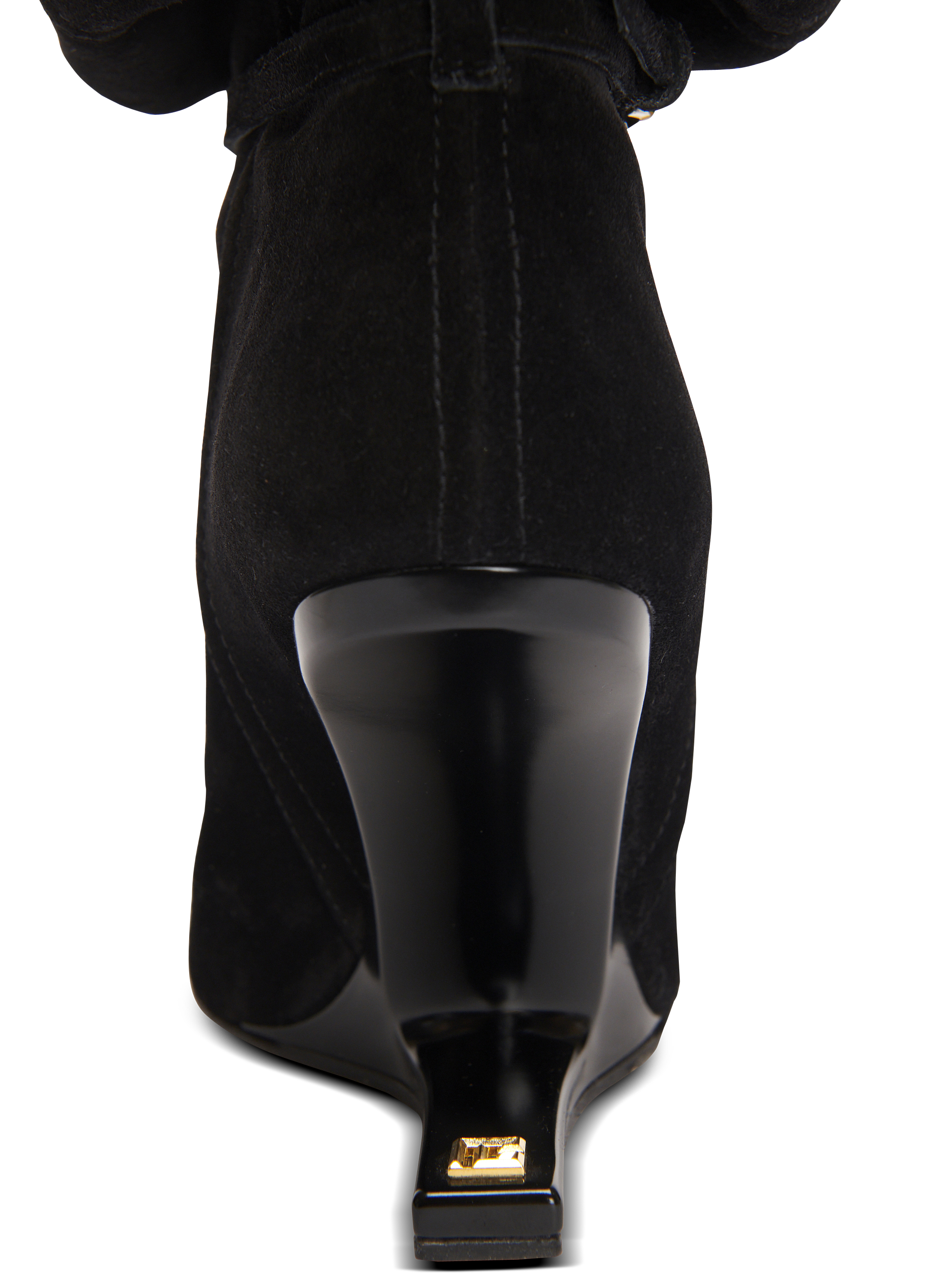 No Wedge Stiefeletten mit Bommel aus Wildleder