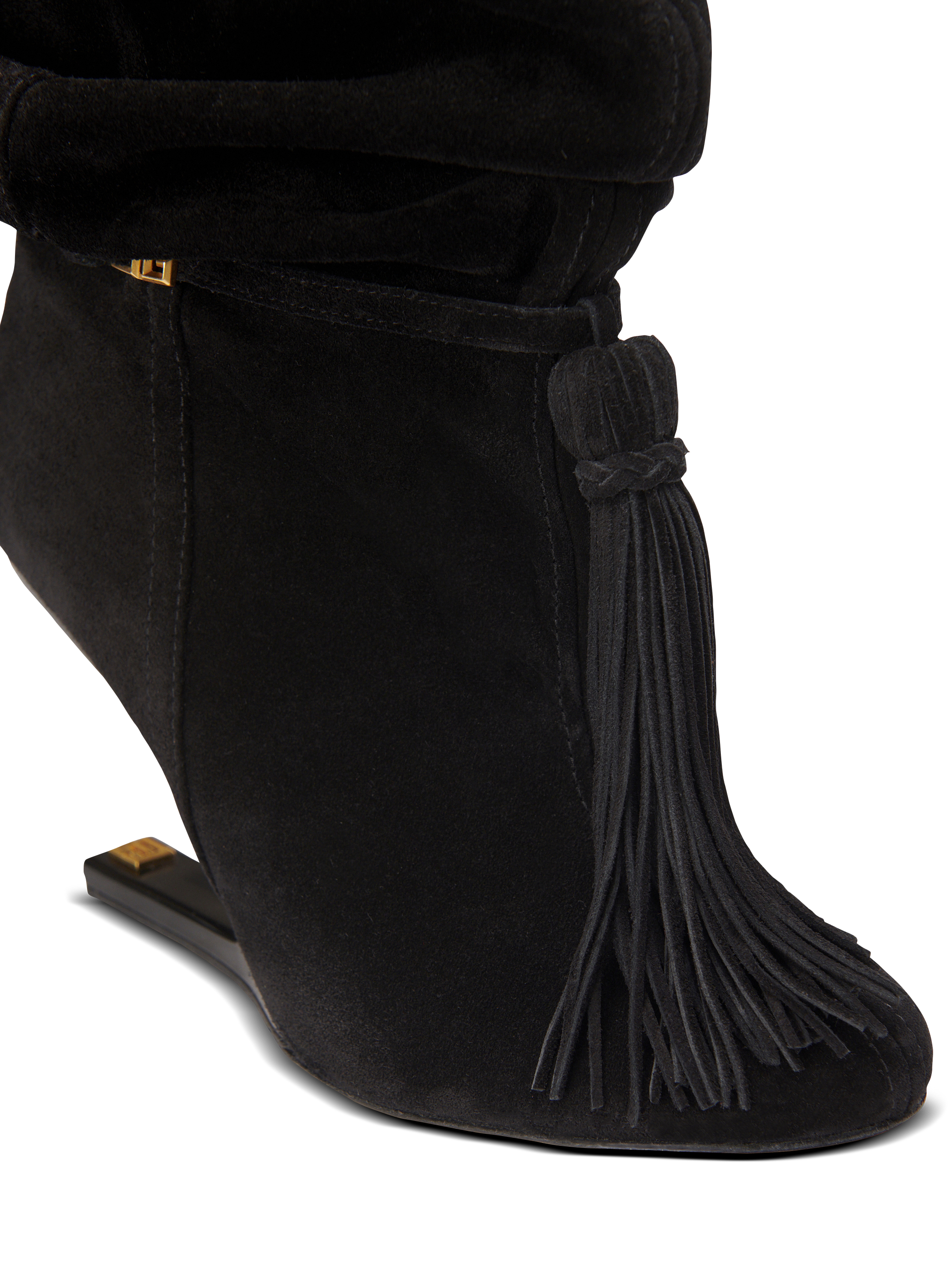 No Wedge Stiefeletten mit Bommel aus Wildleder