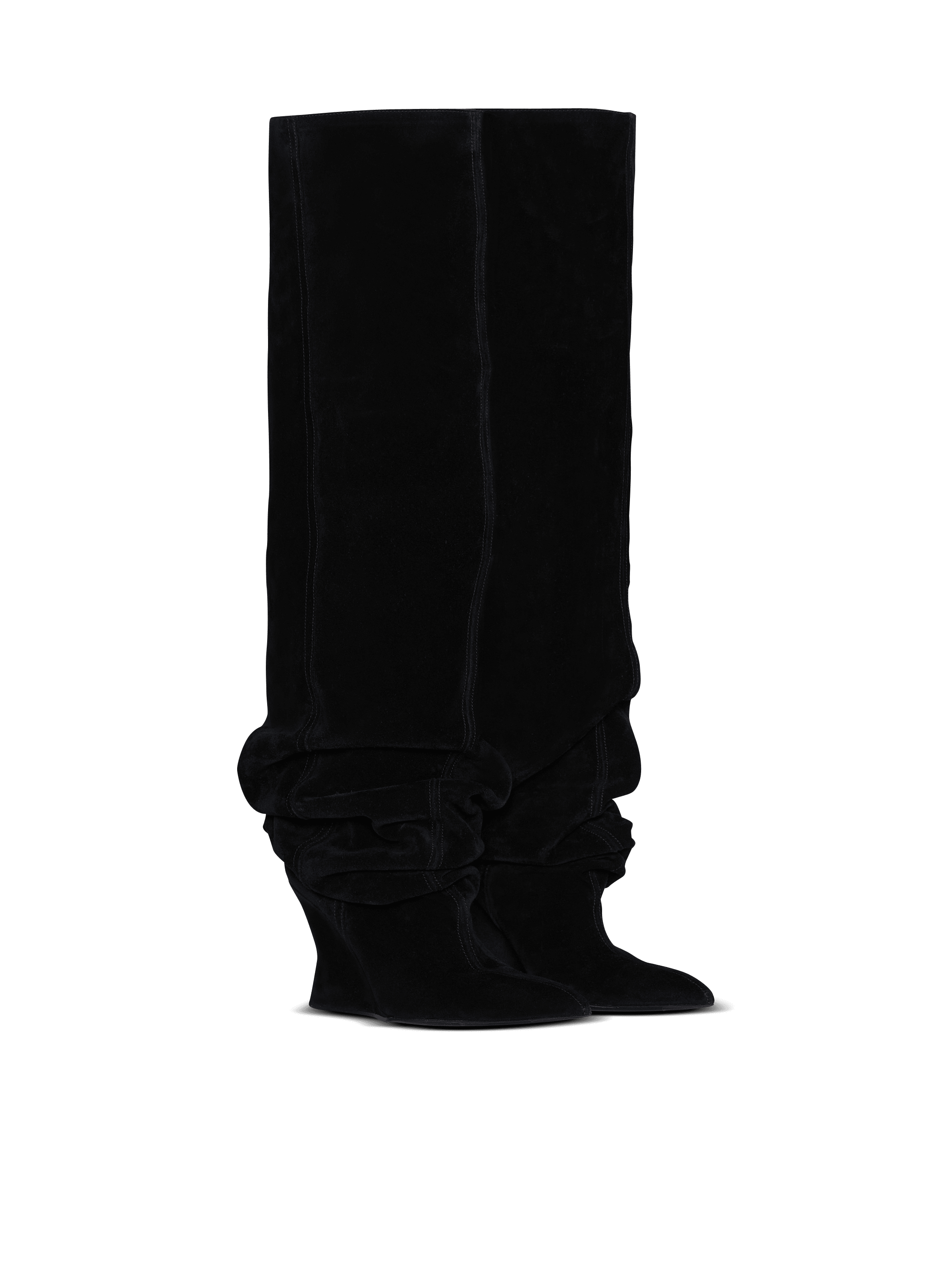 Suede leather Wedge thigh-high boots