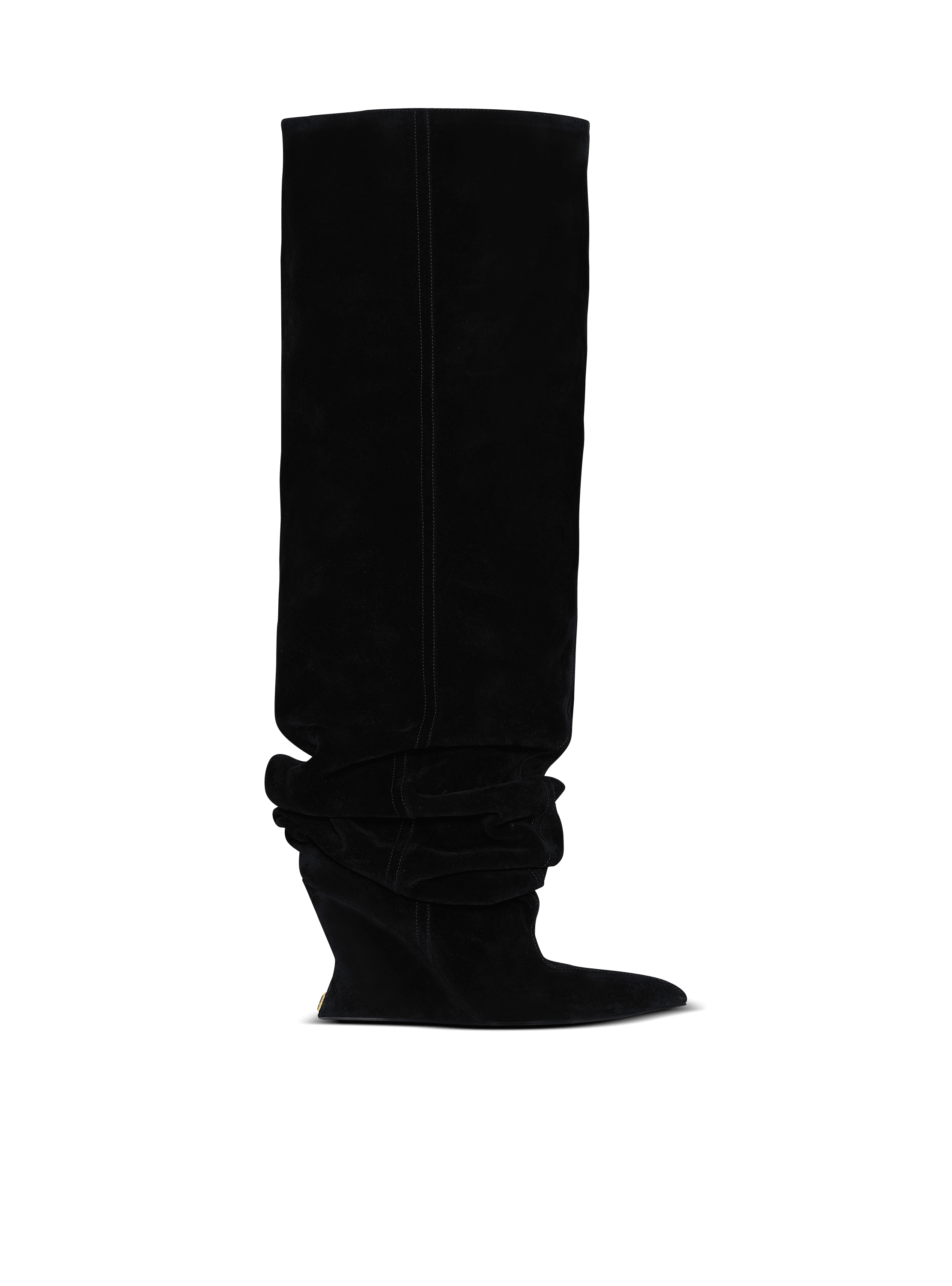 Suede leather Wedge thigh-high boots
