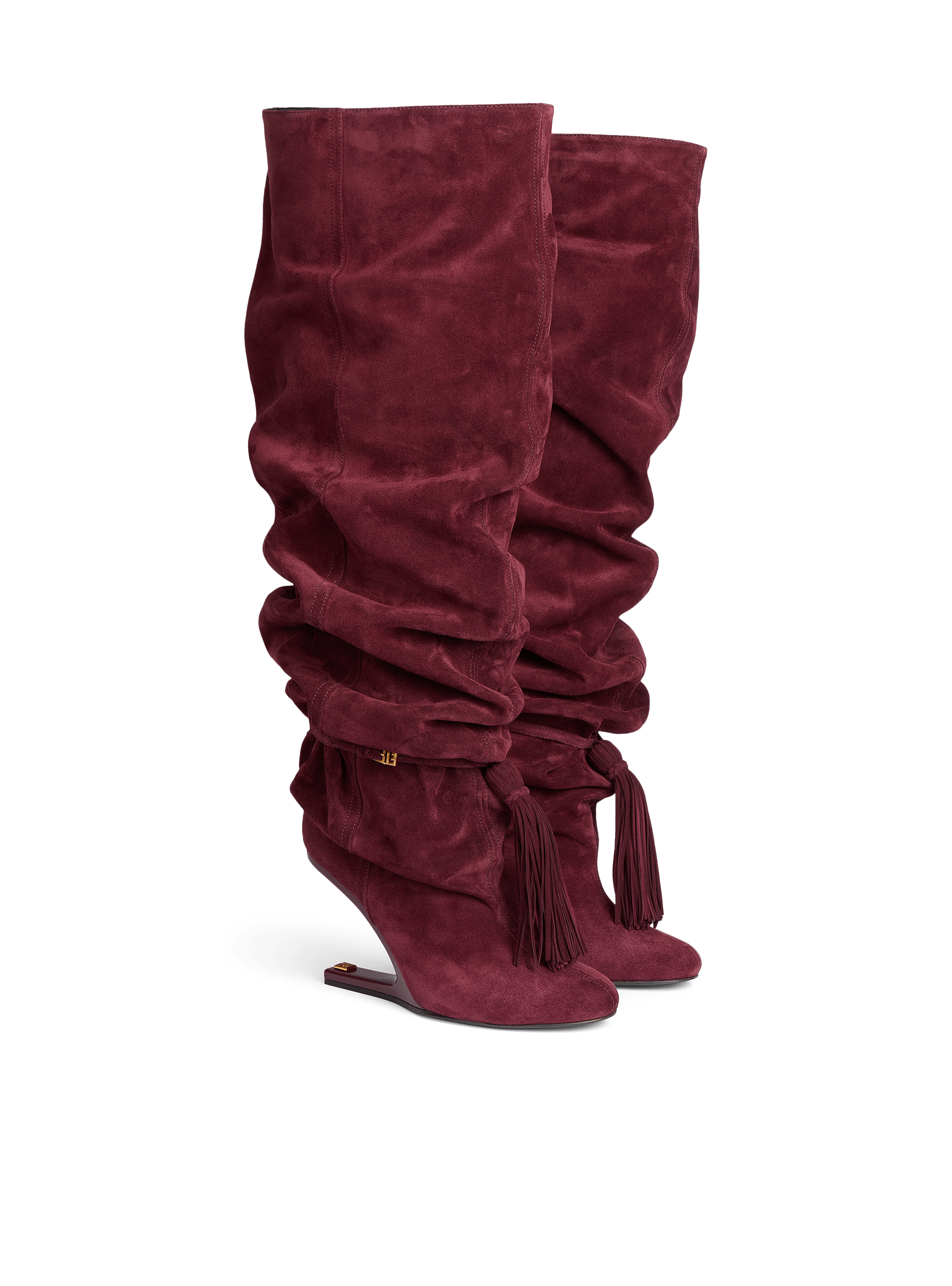 Cuissardes &ldquo;No Wedge&rdquo; con pompon in pelle scamosciata